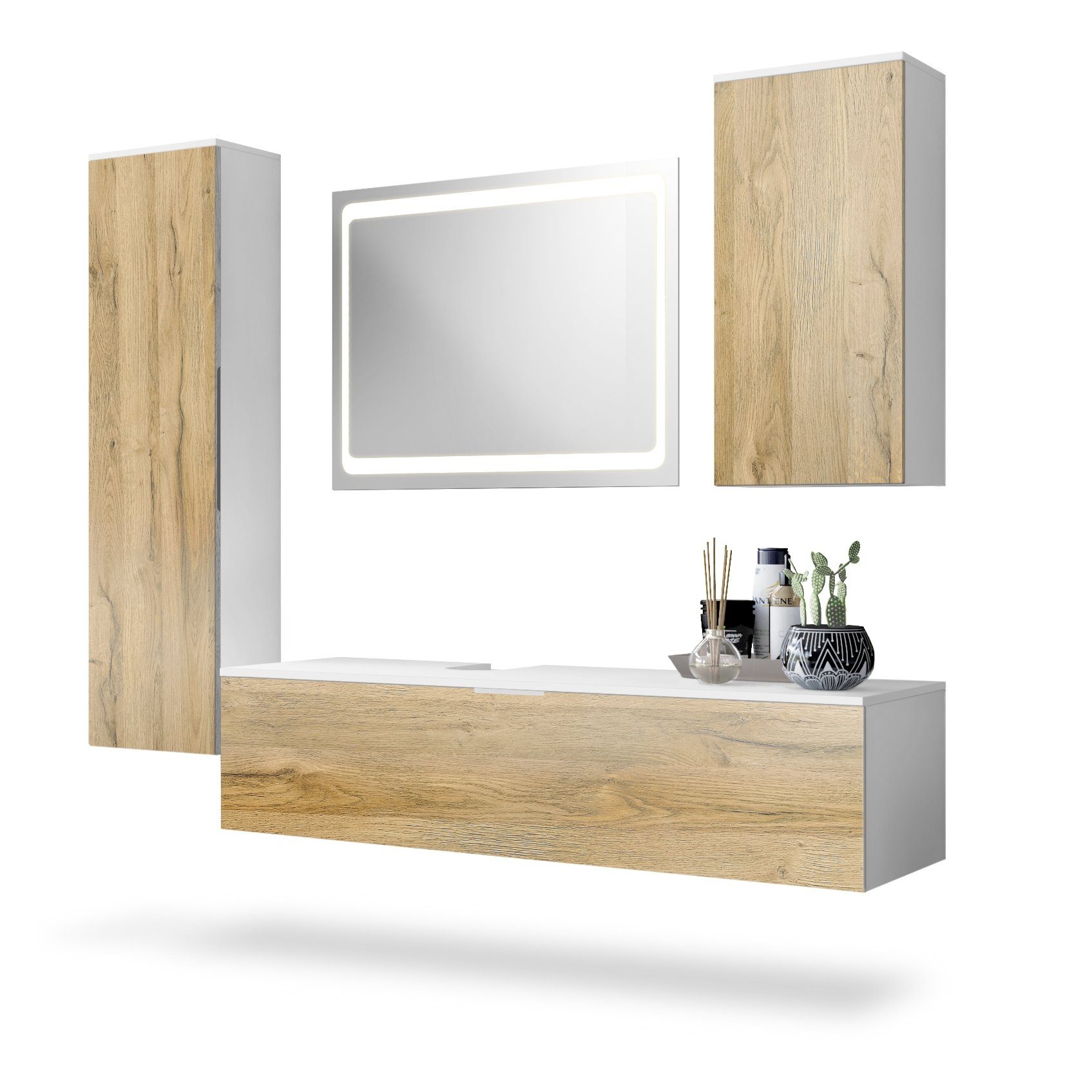 Vladon Badmöbel-Set Beach, (Badezimmer-Set mit 2 günstig online kaufen