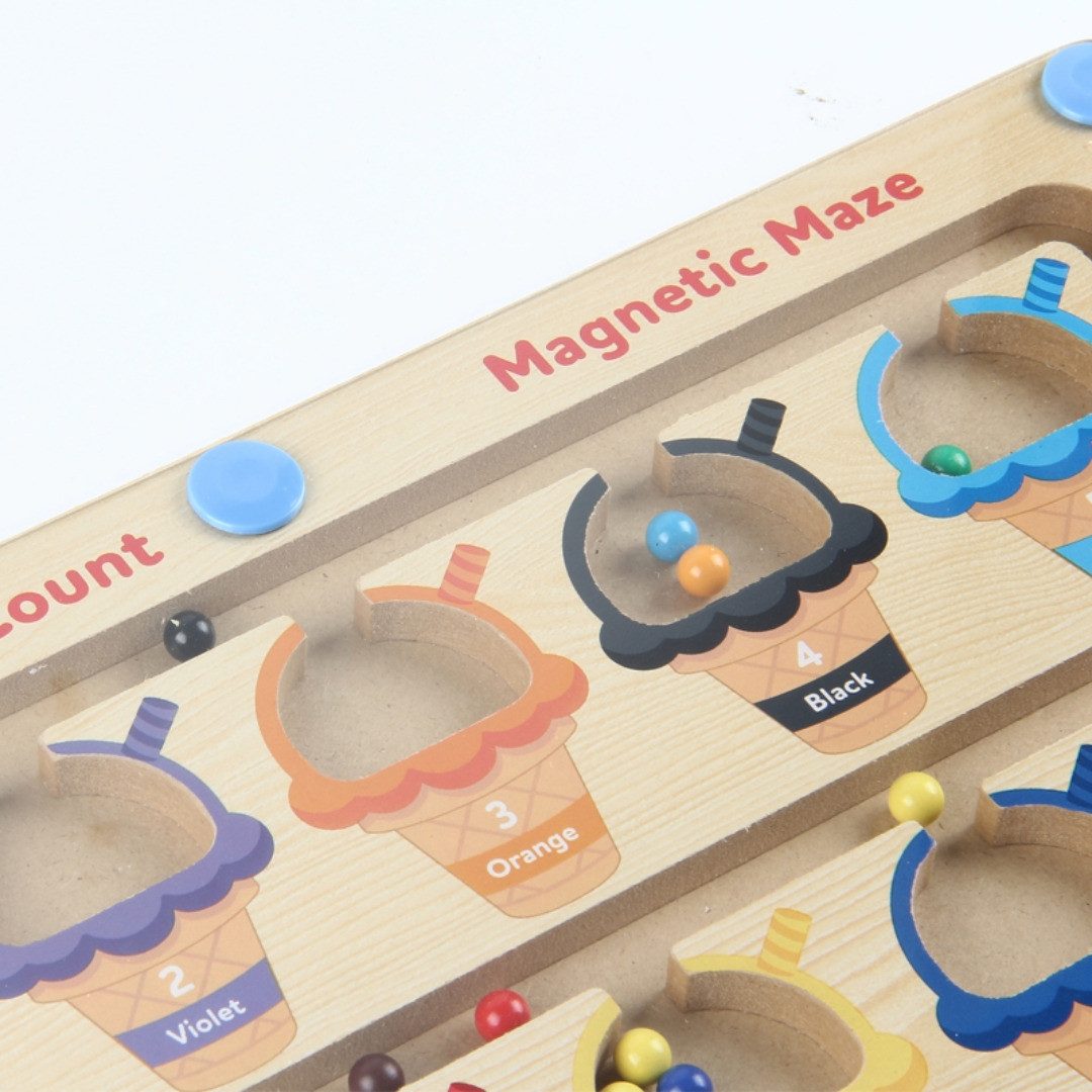 White Fox Studio Puzzle Magnetisches Montessori Labyrinth – Motorik Holzspielzeug ab 2 Jahren, 55 Puzzleteile, Hochwertige Verarbeitung