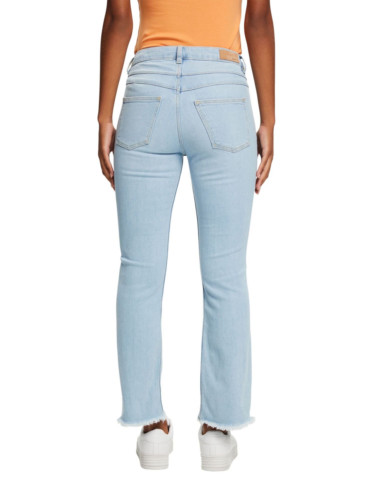 Esprit 7/8-Jeans Ausgestellte Baumwolljeans mit mittlerer BLUE WASHED Bundhöhe LIGHT