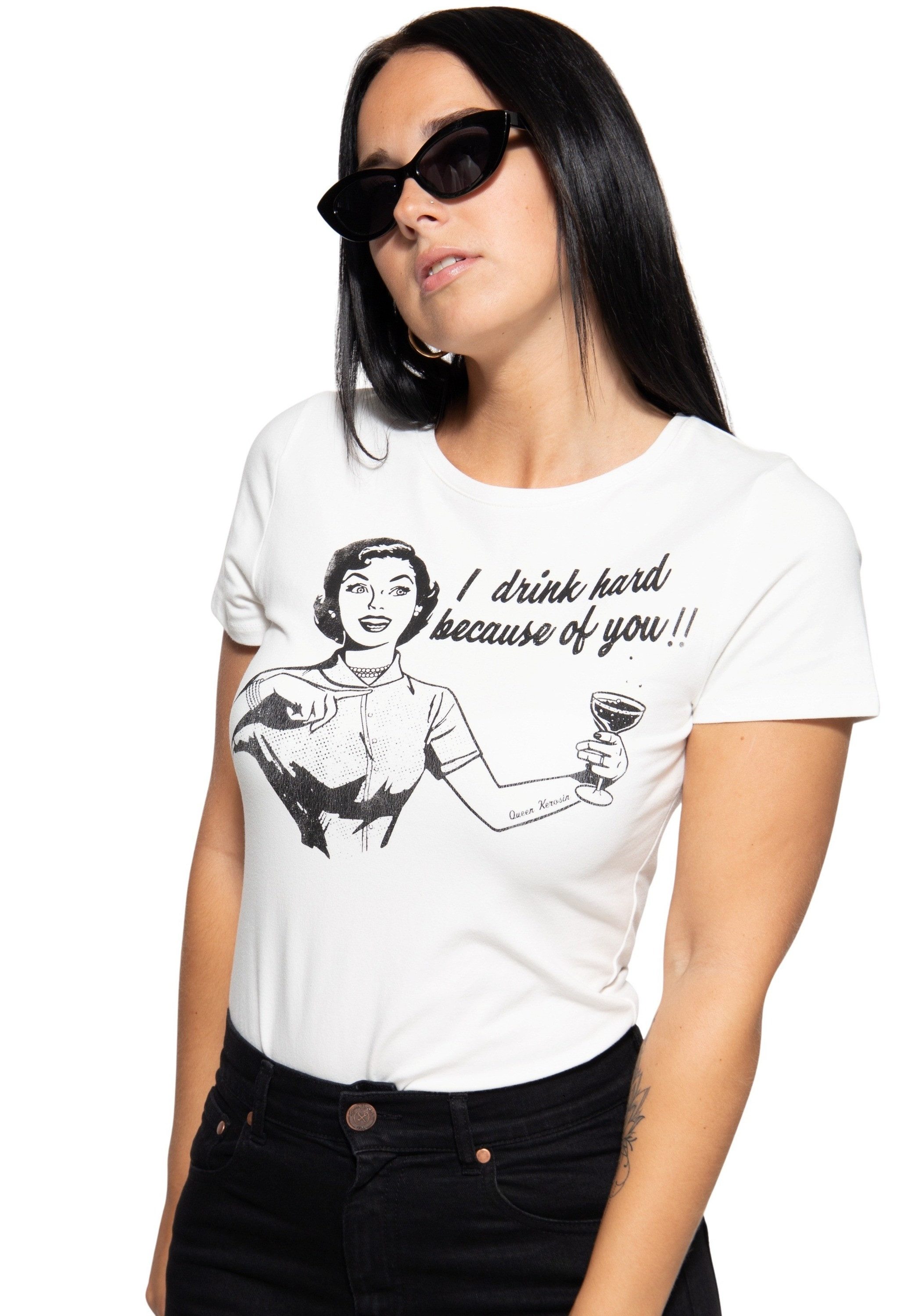 Print-Shirt I drink hard