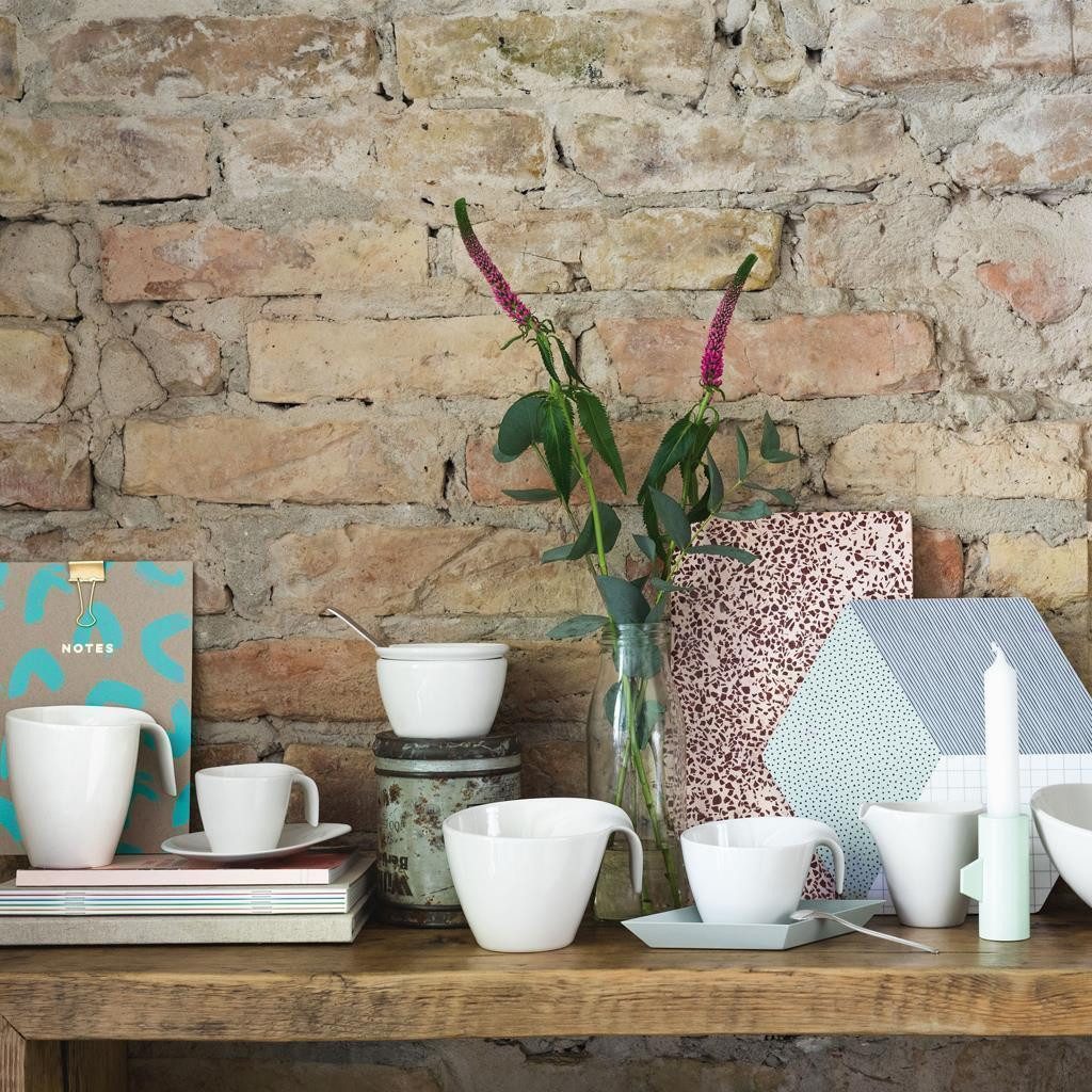Villeroy & Boch Frühstücks-Geschirrset Flow Frühstücks-Set 18er Set (18-tlg), 6 Personen, Porzellan