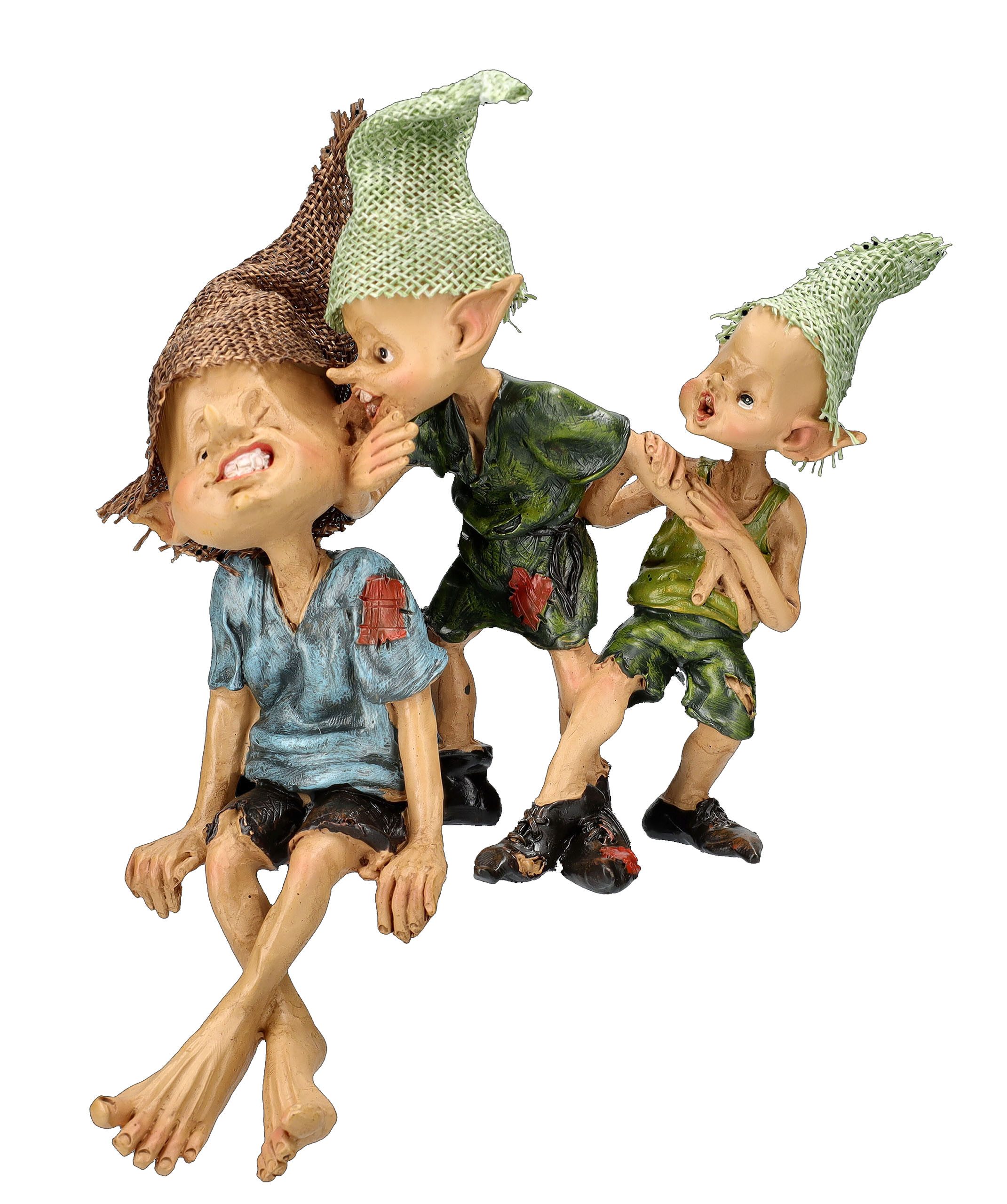 Dekofigur Pixie Kobold Figur - Kantenhocker Flüsterpost - Kinder Kobolde spielen