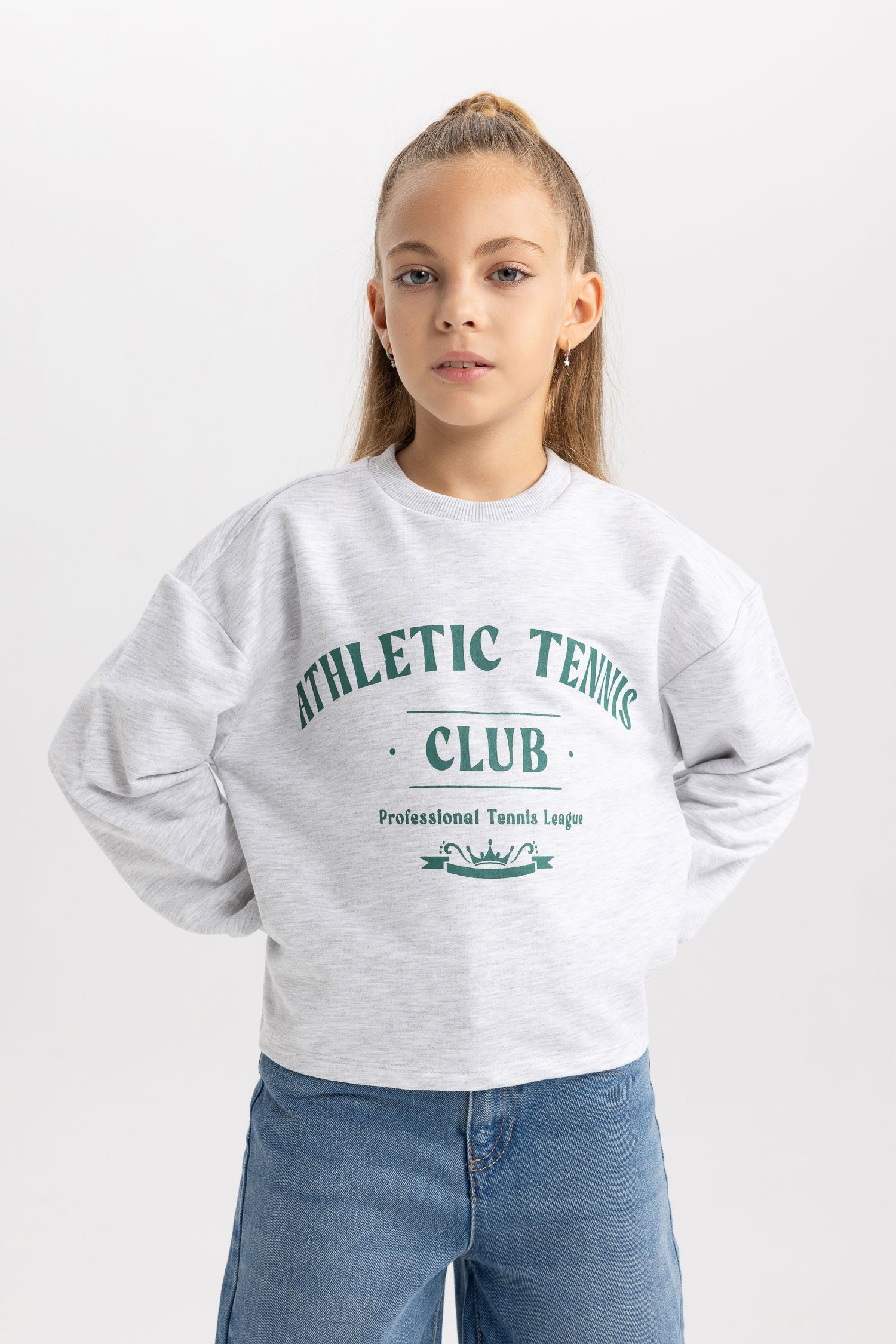 Sweatshirt Sweatshirt Mädchen DeFacto REGULAR Grau FIT Melange