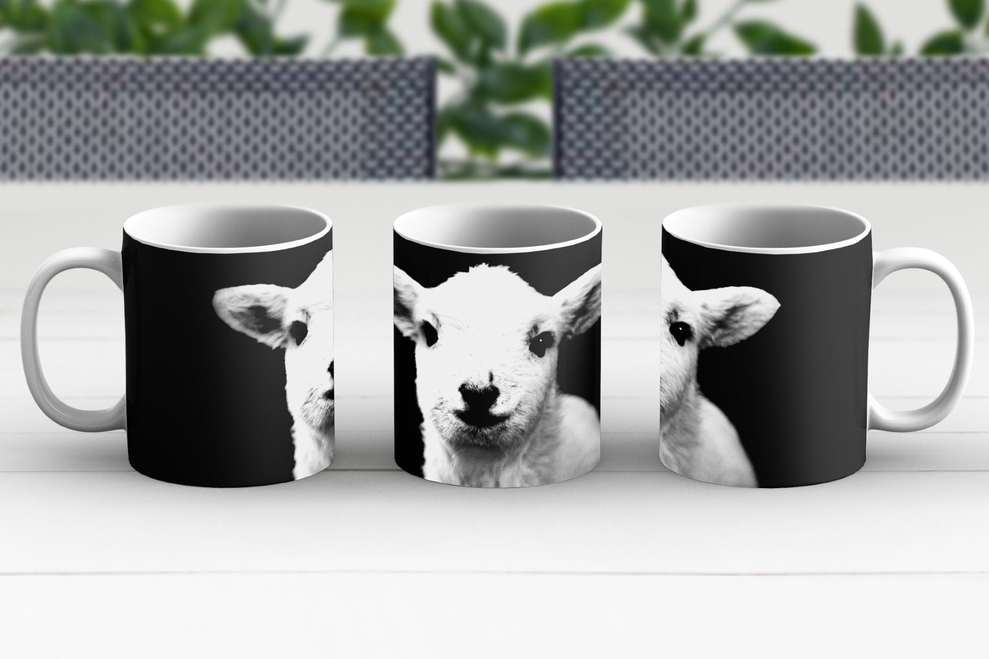 MuchoWow Tasse Geschenk Keramik, Lamm Becher, - Teetasse, Teetasse, Schaf, Schatten - Kaffeetassen