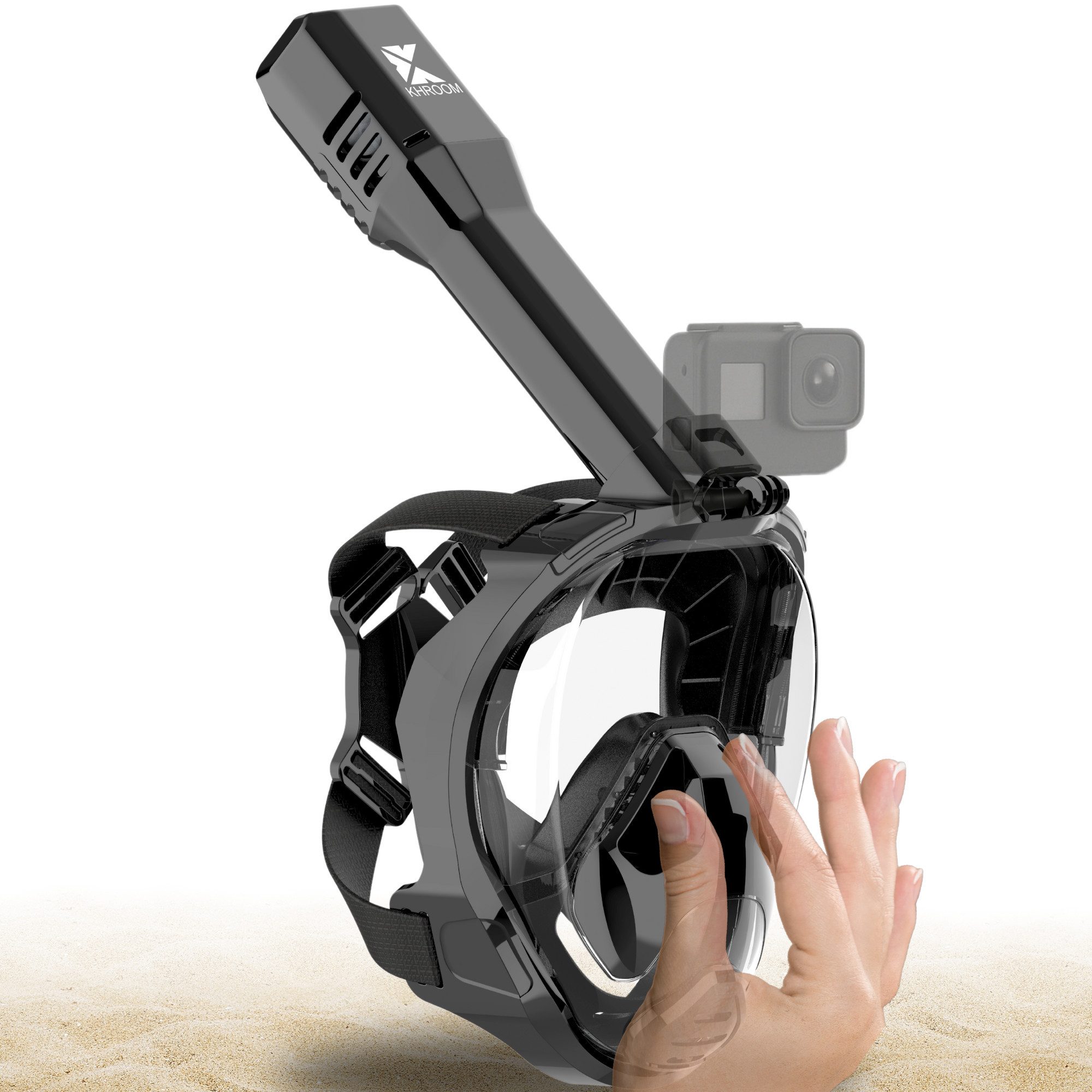 Khroom Taucherbrille Schnorchelmaske für Erwachsene, CO2 sicher, Seaview Pro Plus, (Vollmaske, Vollgesichtsmaske), Integrierter Druckausgleich