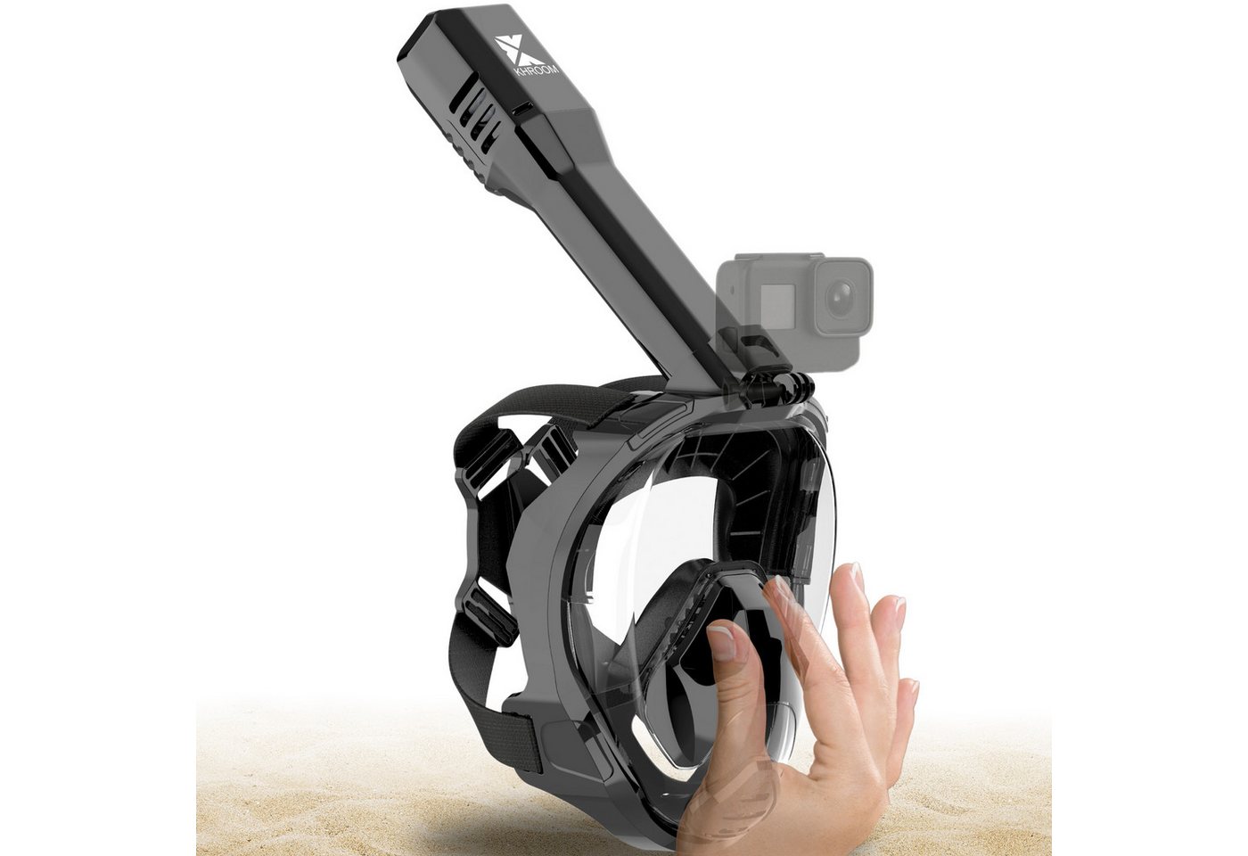 Khroom Taucherbrille Schnorchelmaske für Erwachsene, CO2 sicher, Seaview Pro Plus, (Vollmaske, Vollgesichtsmaske), Integrierter Druckausgleich