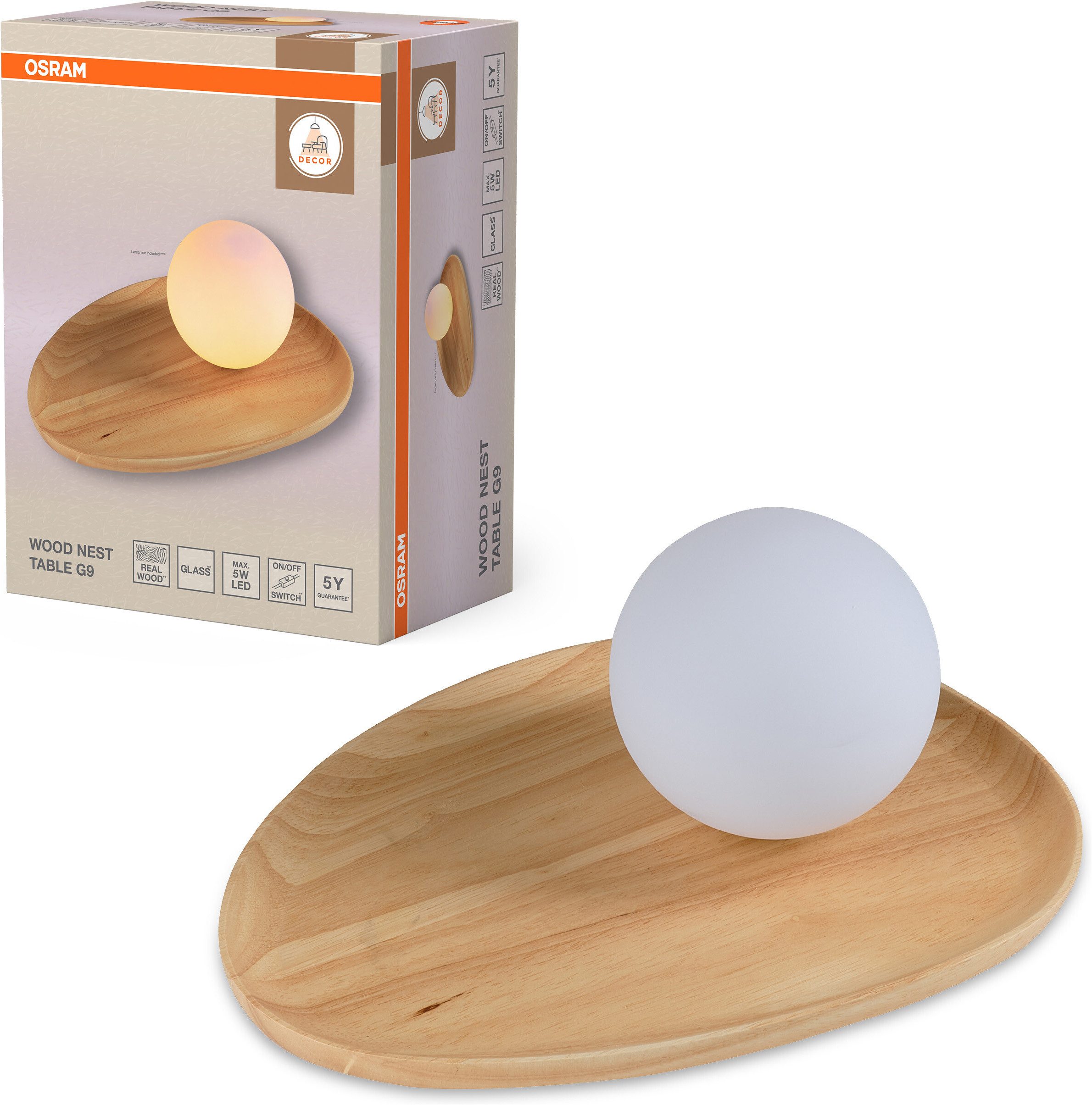 Osram Tischleuchte Decor Acacia-Wood Nest, ohne Leuchtmittel, braun, Fassung G9