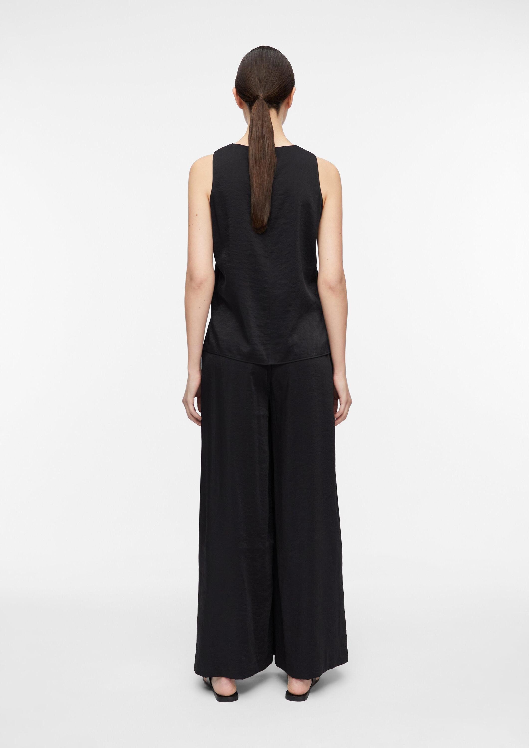 comma Chinos Hose Strukturierte Wide-Leg-Hose aus Viskosemix