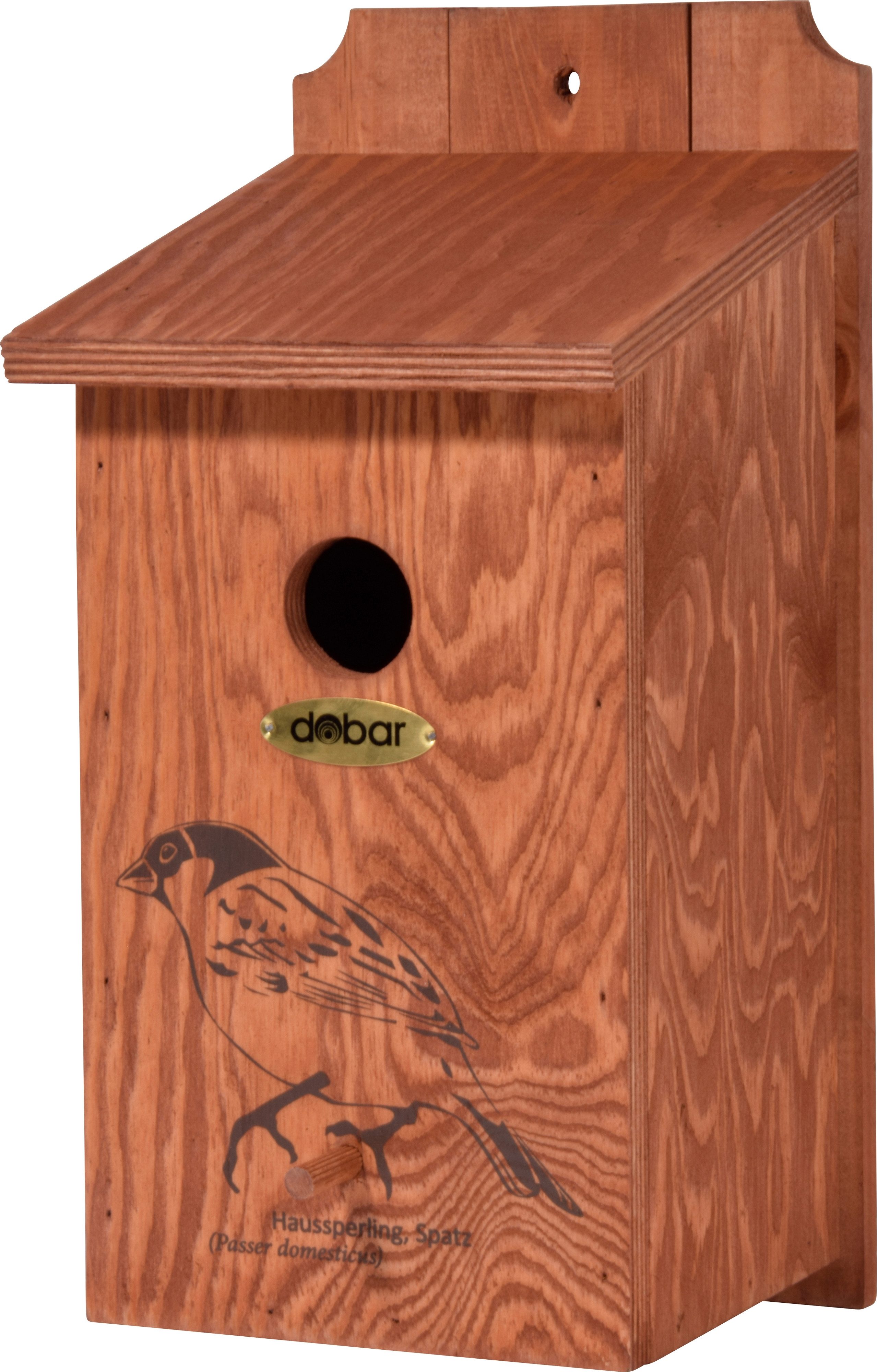 dobar Vogelhaus Nistkasten mit Siebdruckmotiv "Haussperling"