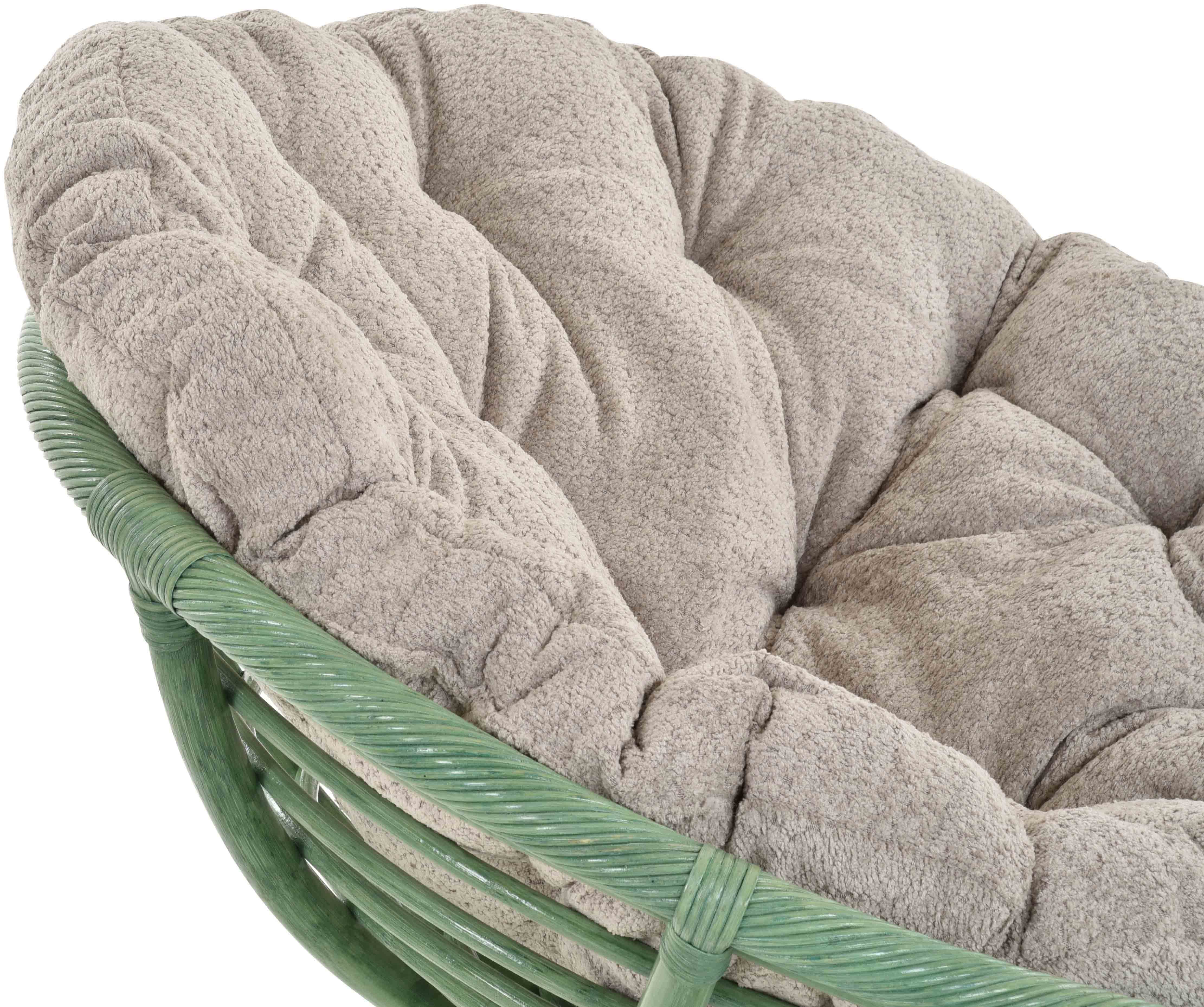 Liegesessel (100cm), Papasansessel Grün Chair XXL Krines mit Home XXL-Sessel Relax Papasan, Kissen Natur Rattan