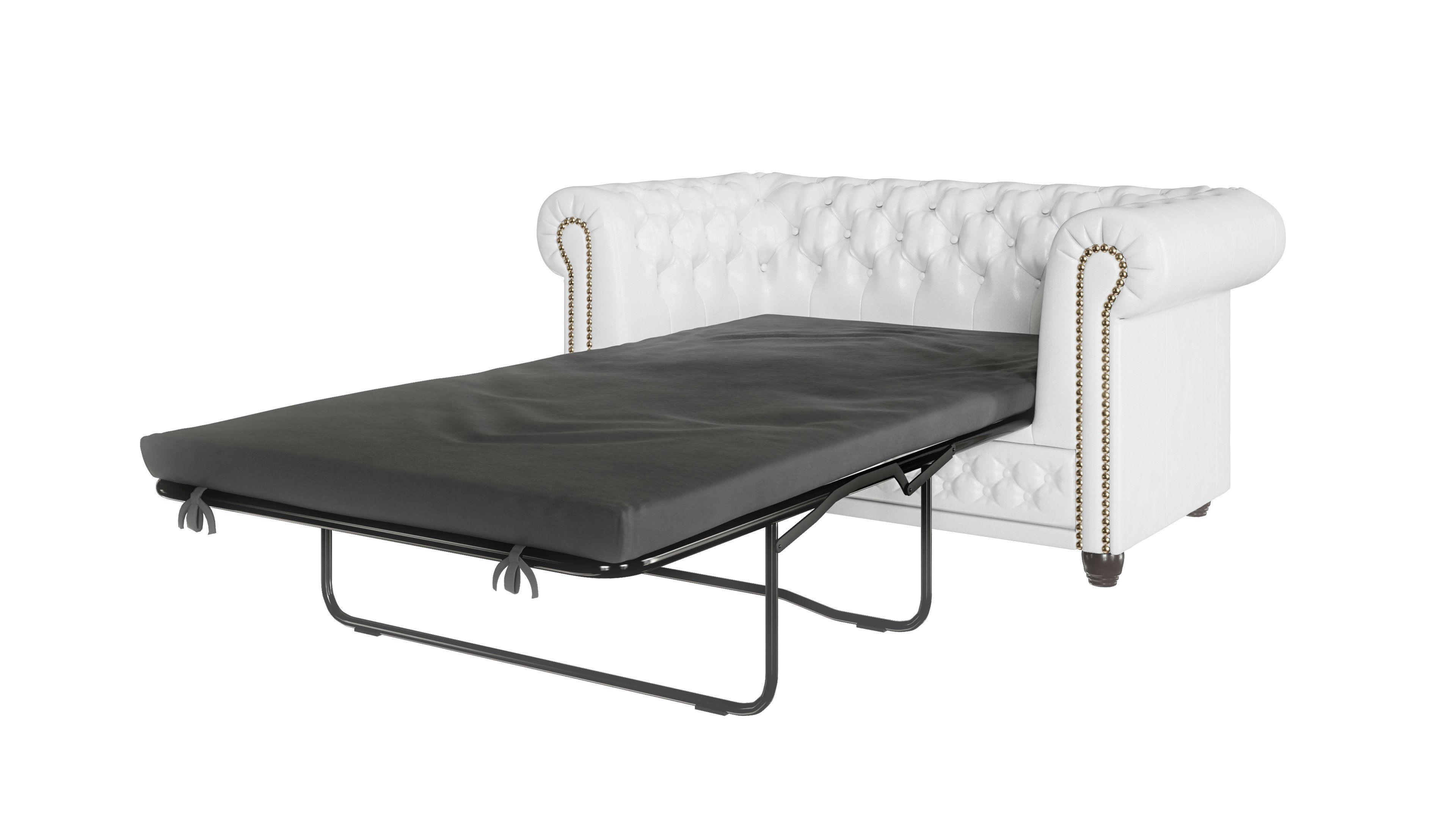 Bettfunktion, Schlaffunktion, Sofa Wellenfederung Weiß 2-Sitzer Möbel mit Chesterfield S-Style mit Jeff mit