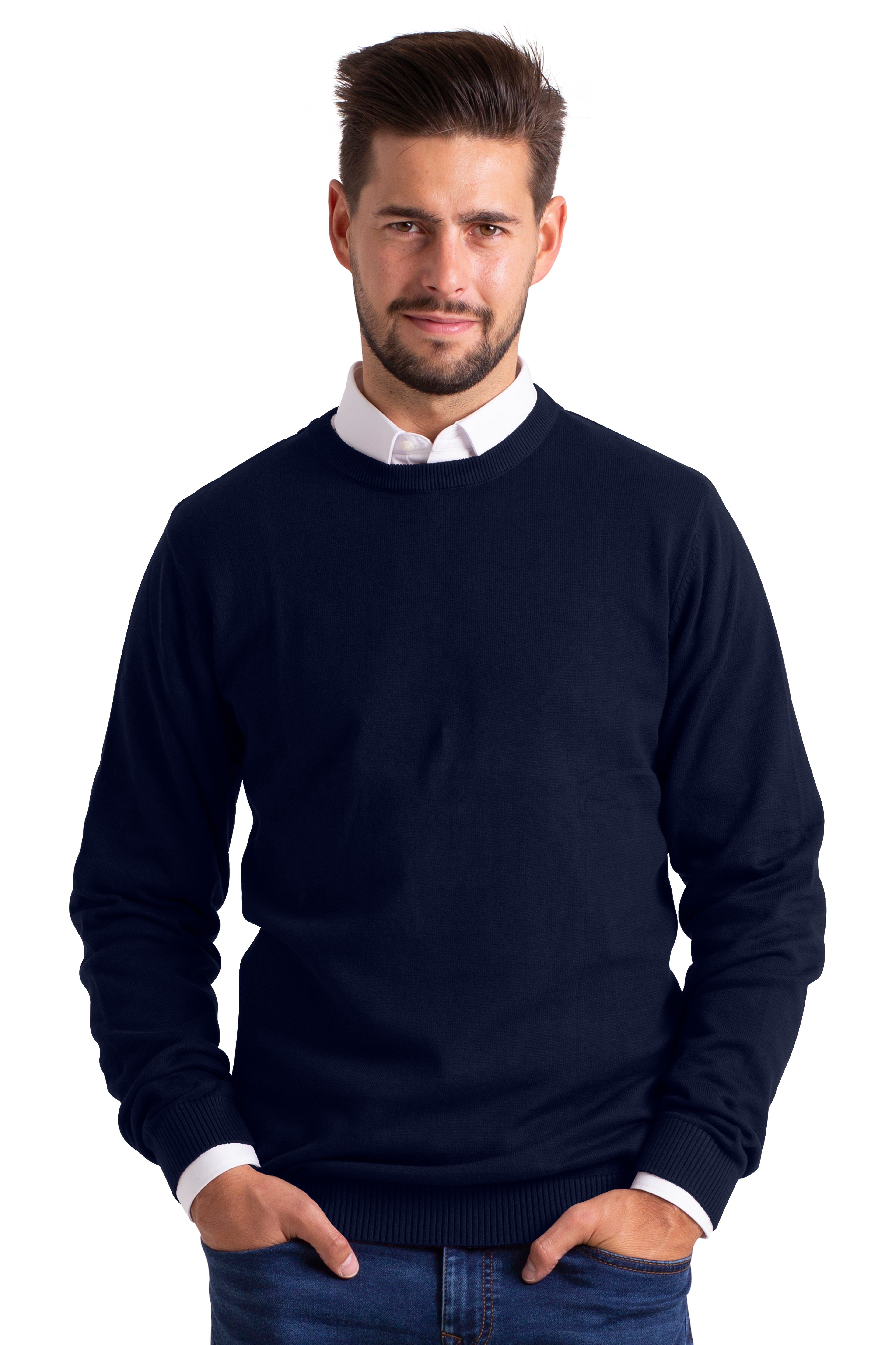Rundhalspullover Herren Sweater Pullover Langarm Baumwolle Rundhalspullover Jumper