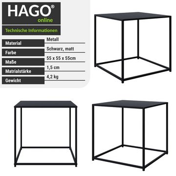 HAGO Beistelltisch Konsolentisch Beistelltisch 55x55x55 Metall schwarz matt Cube Würfel