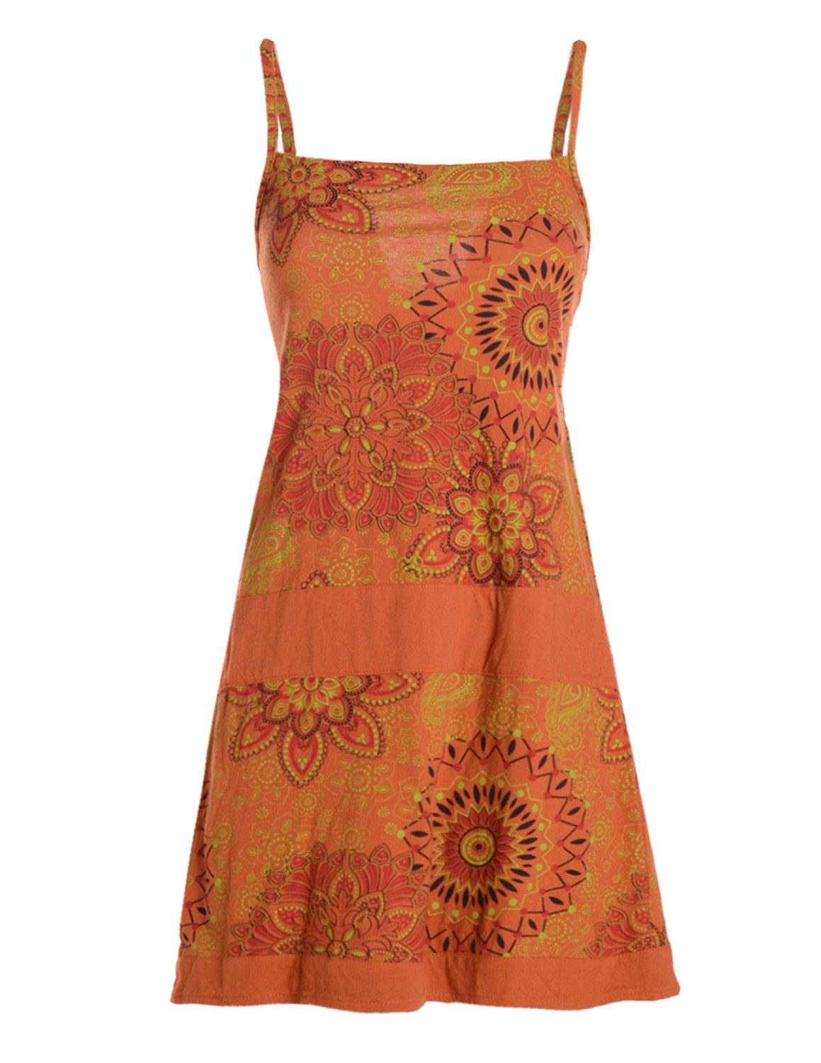 Vishes Minikleid Sommerkleid Damen Bedruckt Spaghettiträger Jersey Baumwolle Alternative Mode, Boho, Hippie, Ethno, Festival