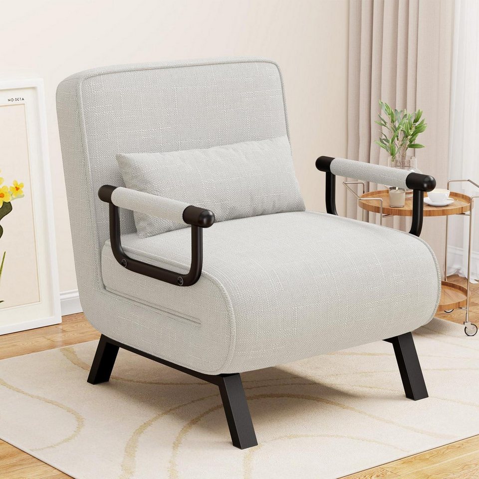 LuxusKollektion Schlafsofa Schlafsessel 4in1 Schlafsofa Gästebett Relaxsessel Einzelbett Grau, Schlaf Couch