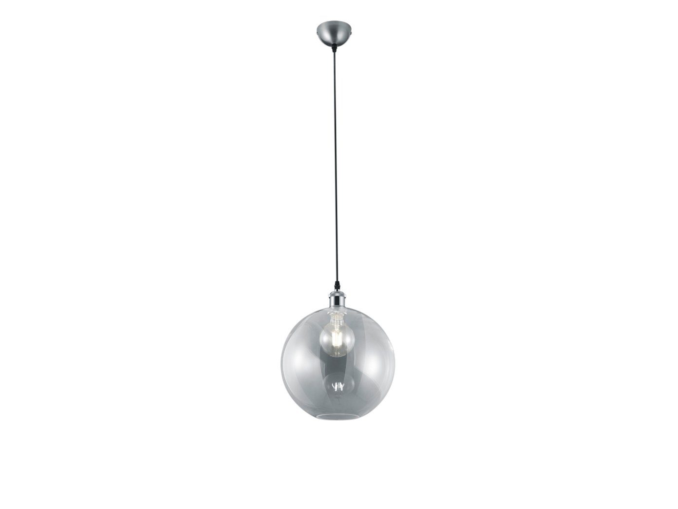 TRIO LED für Ø wechselbar, Glas-kugel Pendelleuchte, Kücheninsel Warmweiß, Dimmfunktion, hängend mit Transparent LED Lampenschirm & 30cm Esstisch