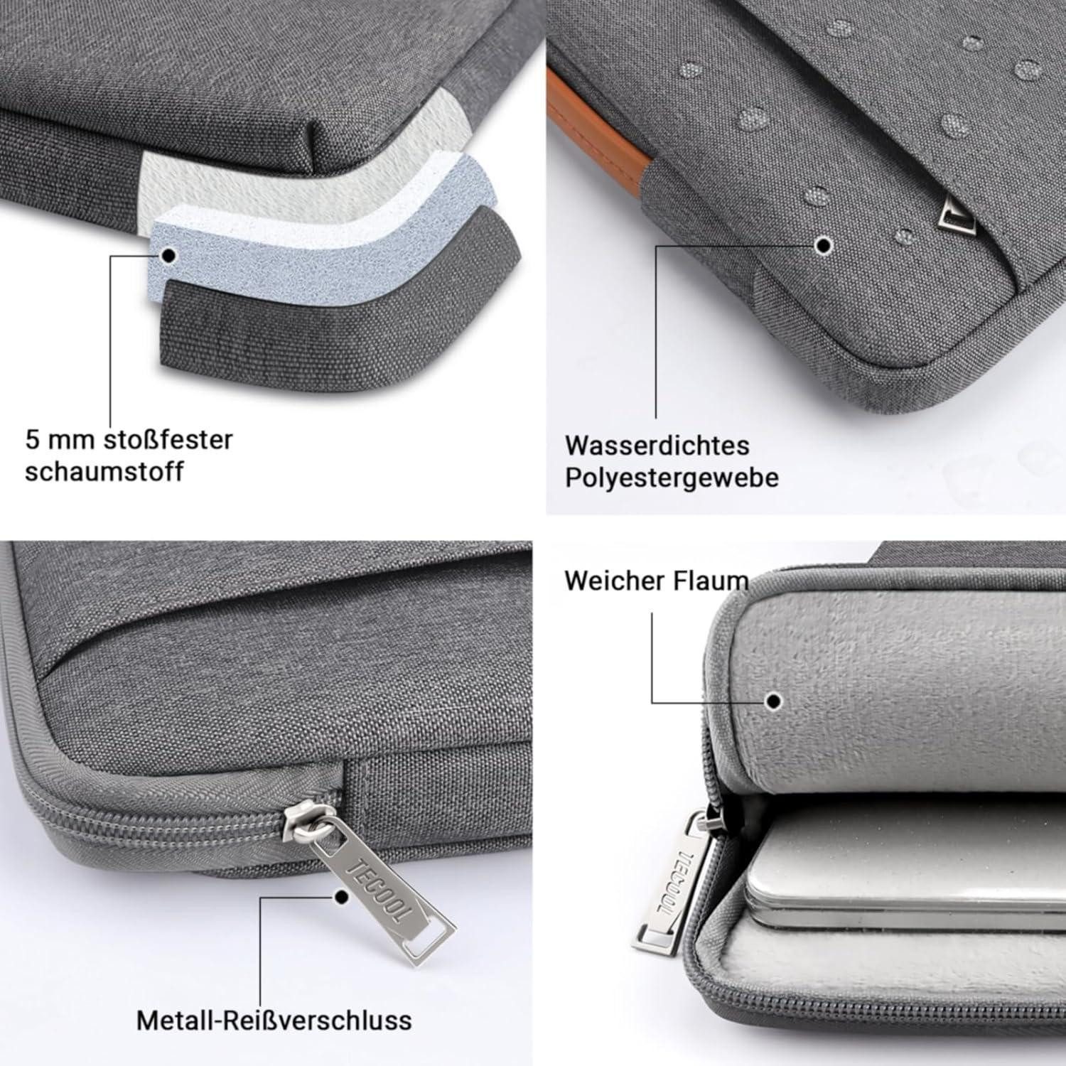 LuxusKollektion Laptoptasche 14 Zoll Laptop Tasche Hülle für Lenovo HP Dell 2024-2023, Dunkelgrau