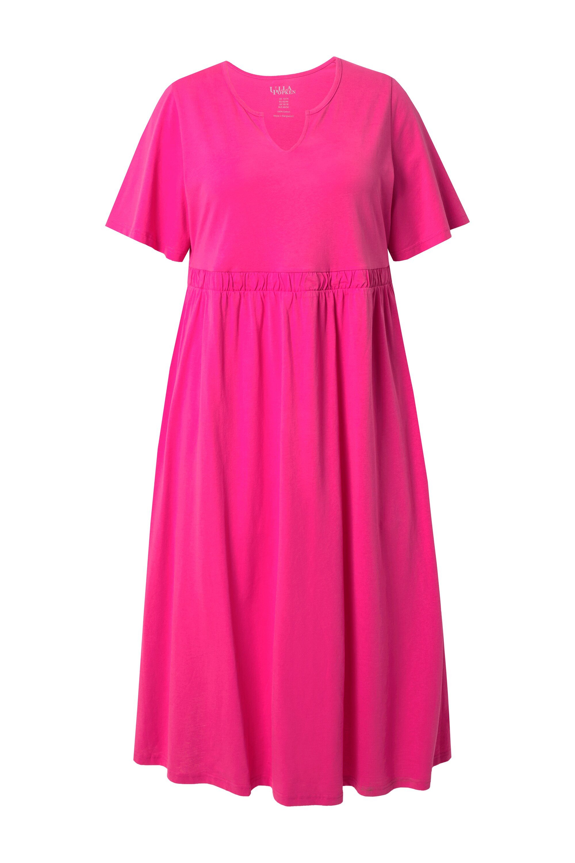 Ulla Popken Maxikleid Maxikleid A-Linie Tunika-Ausschnitt Flügel-Halbarm günstig online kaufen