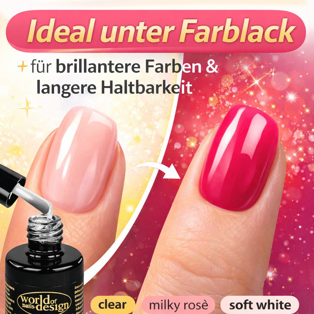 World of Nails-Design Nageldesign Zubehör Fiber Base Gel 10 ml UV/LED – Rubber Base mit Fasern, Made in EU, Studioqualität