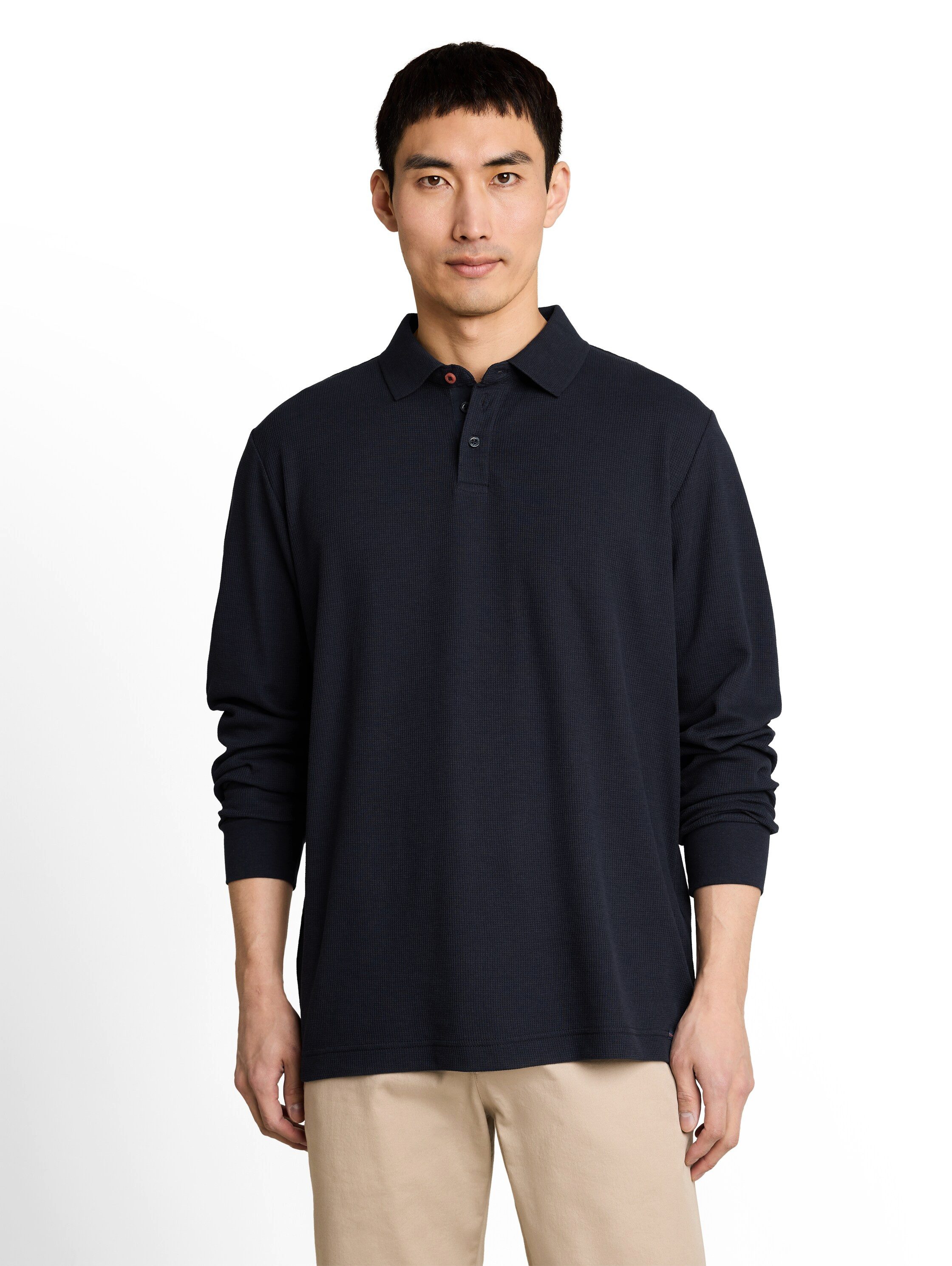 TOM TAILOR Langarm-Poloshirt mit Polokragen und Knopfleiste