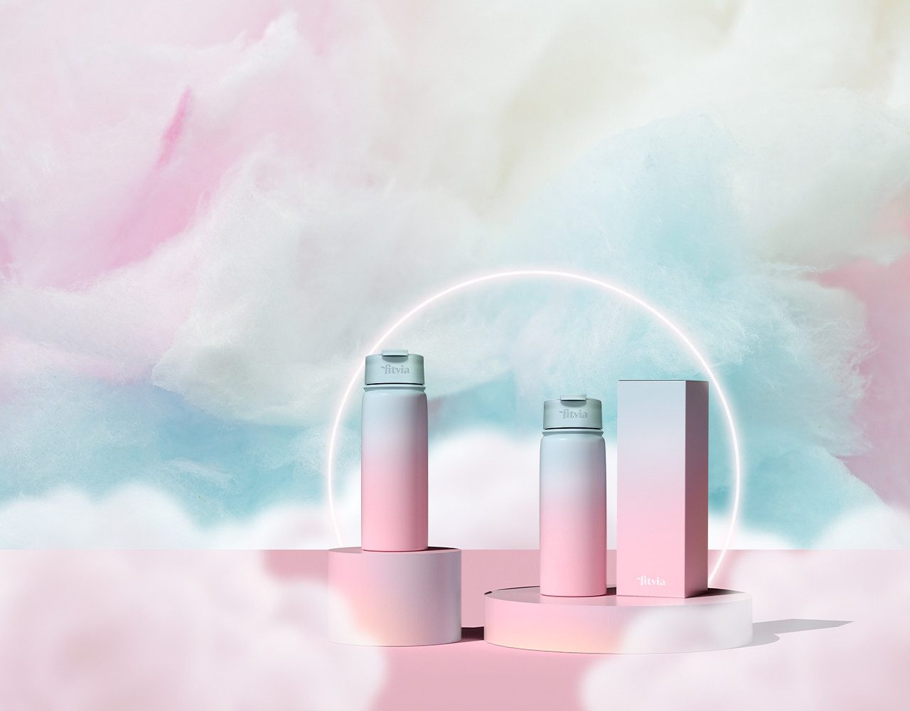 fitvia Thermoflasche Thermoflasche "Candy" Pastell rosa, blau, Edelstahl, integriertes Teesieb, Wärme- und Kältefunktion