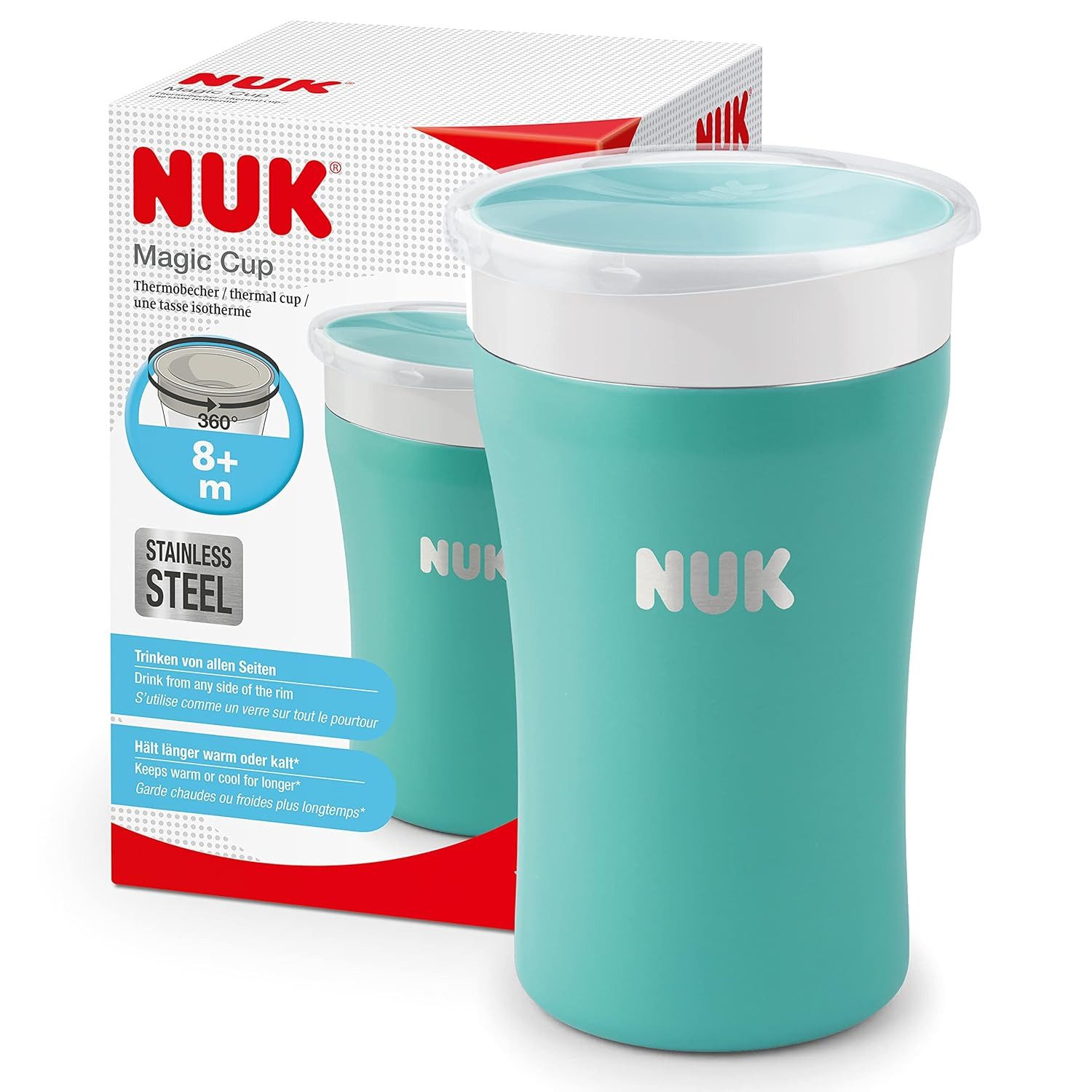 NUK Чашка для питья NUK Magic Cup Edelstahl – Türkis, Bruchsicher & isolierend