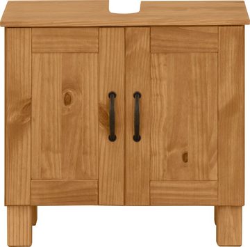 Home affaire Waschbeckenunterschrank Rodby FSC®-zertifiziertes Massivholz, Griffe Metall, Breite 60cm, Höhe 55cm