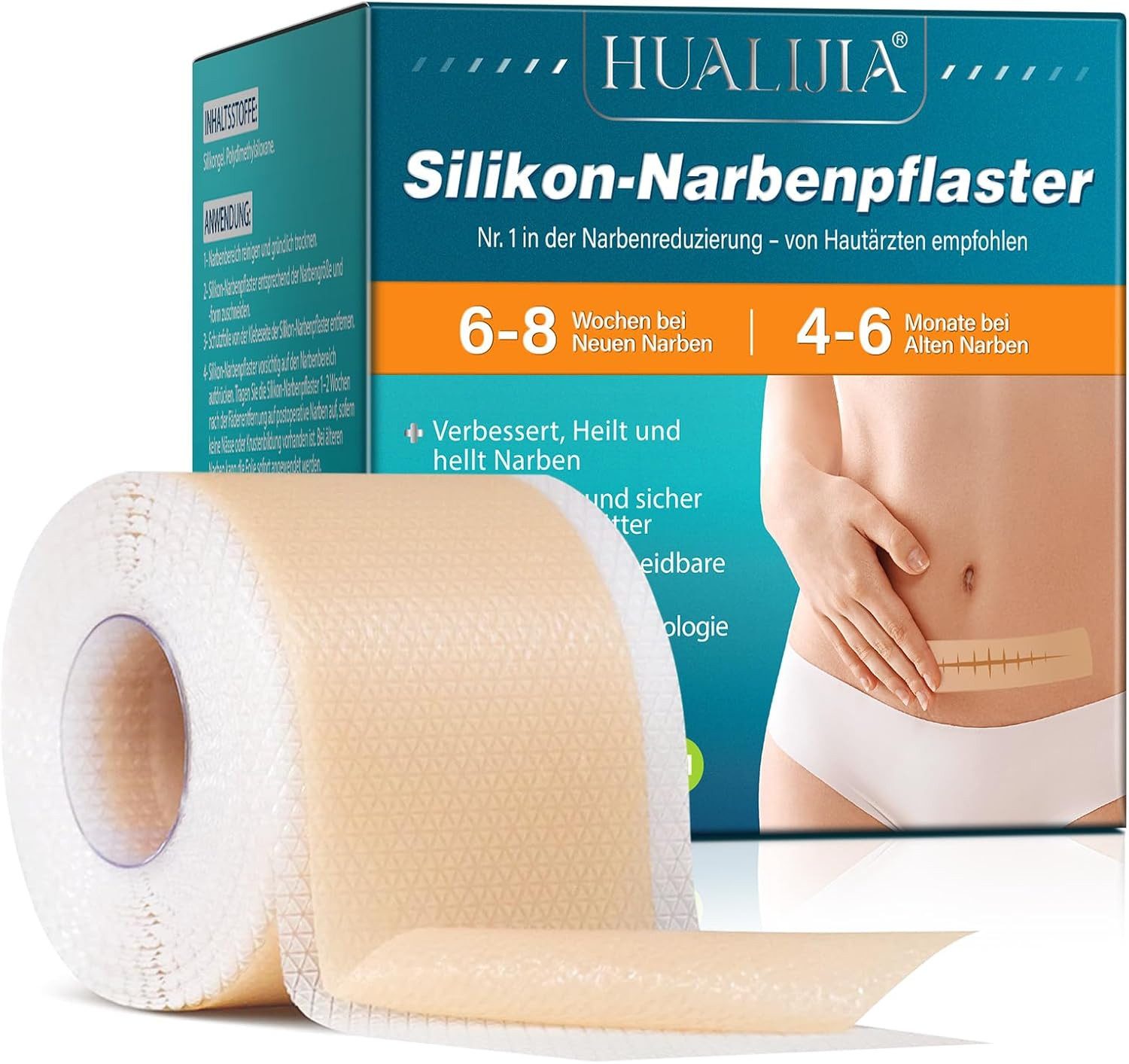 NEXGEN LUXUS SCHÖNHEIT & HAUTPFLEGE Wundpflaster Silikon Narbenpflaster, Silicone Scar Tape (4 cm x 190 cm)