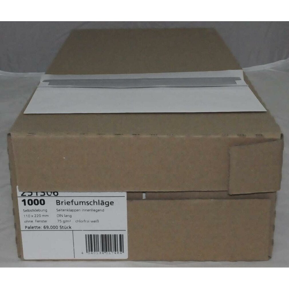 MAILMEDIA Briefumschlag Briefumschläge DIN lang ohne Fenster weiß 1.000 St.