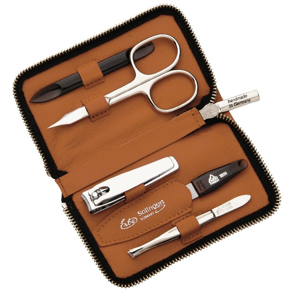 ERBE Maniküre-Pediküre-Set Erbe Maniküre Reißverschlussetui Braun 5-teilig, 1-tlg.