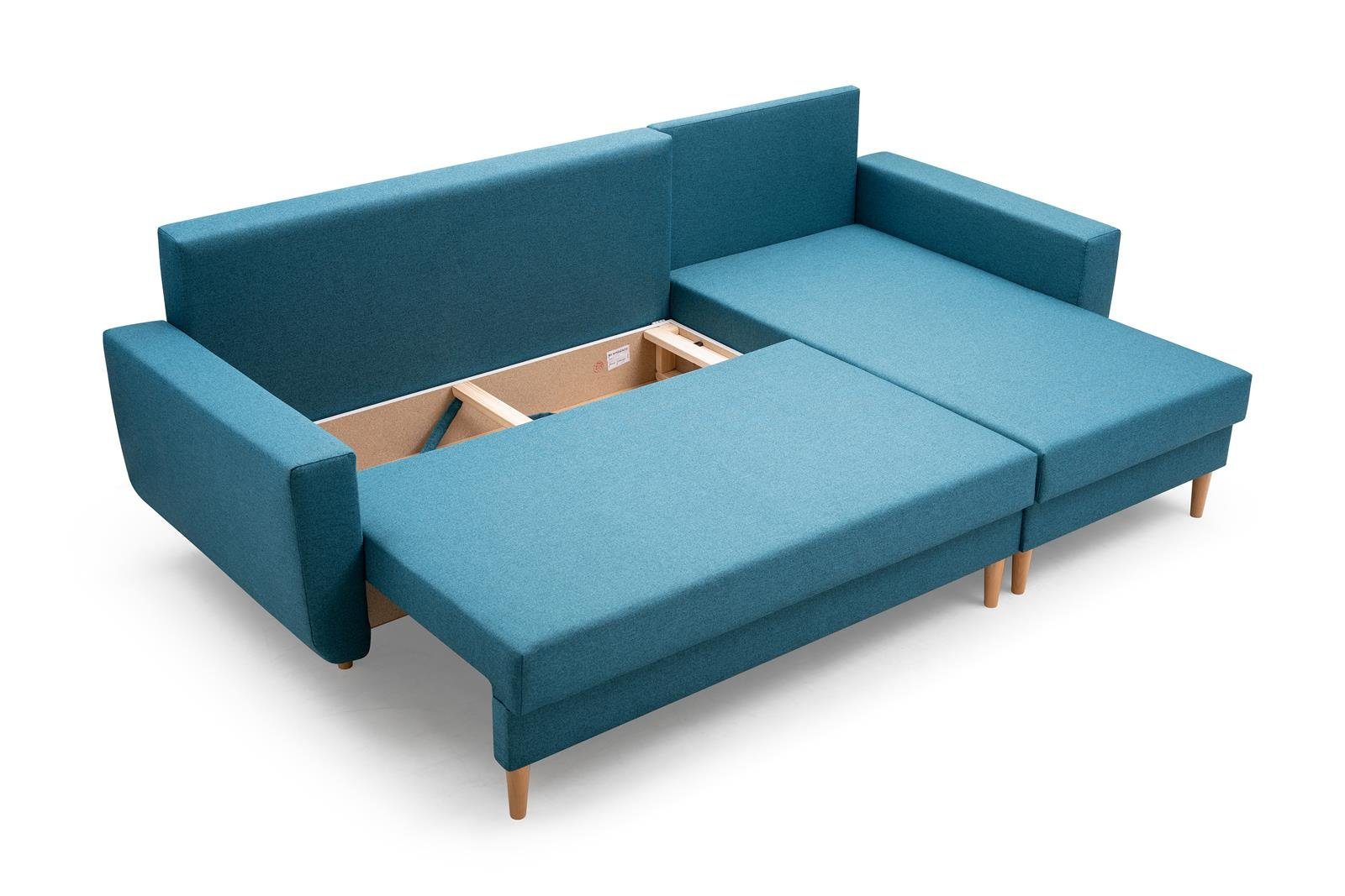 ONLY, Polsterecke Sofa mit Blau new (malmo Beautysofa 85) Ecksofa mit mane universelle Couch Schlaffunktion,