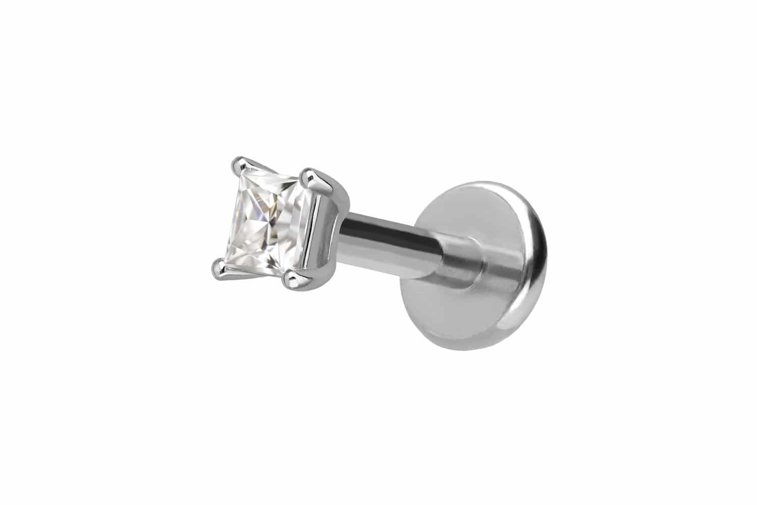 PIERCINGLINE Piercing-Set Titan Labret mit Innengewinde + 925er Silber Aufsatz MOISSANIT-QUADRAT (Labrets, 1-tlg)