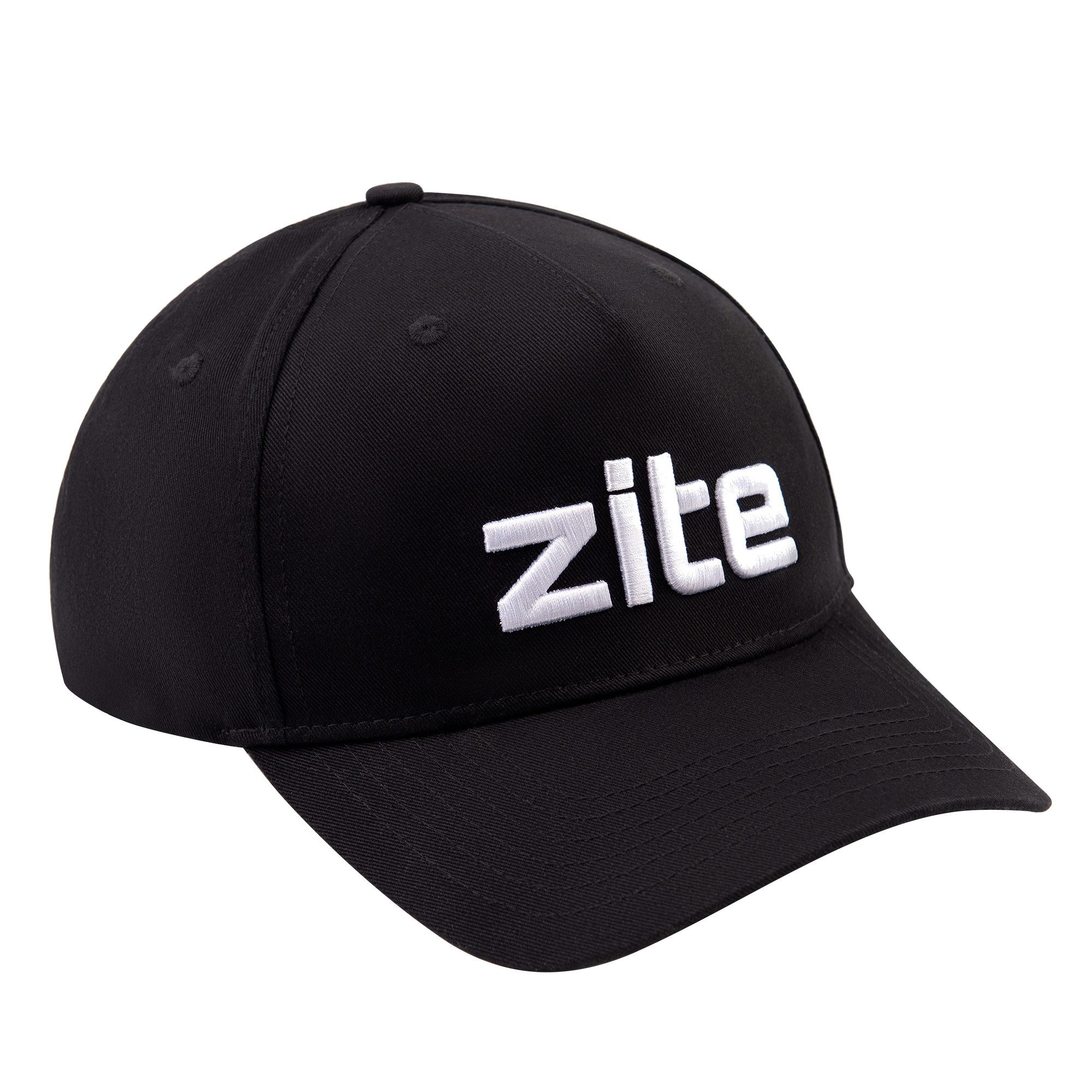 Schirmmütze Anglermütze Cappy Mütze Schwarz & Verstellbar Gesticktes weißes Logo