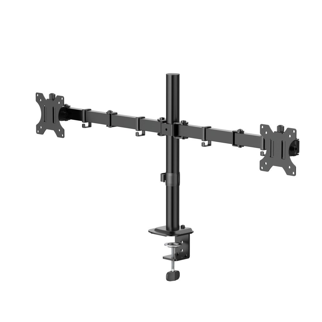 Hama Monitor-Halterung Doppelmonitorhalterung höhenverstellbar für 13-35 Zoll, (bis 35 Zoll, 2 Monitore, 360° Rotation, VESA, Kabelmanagement, ausziehbar)