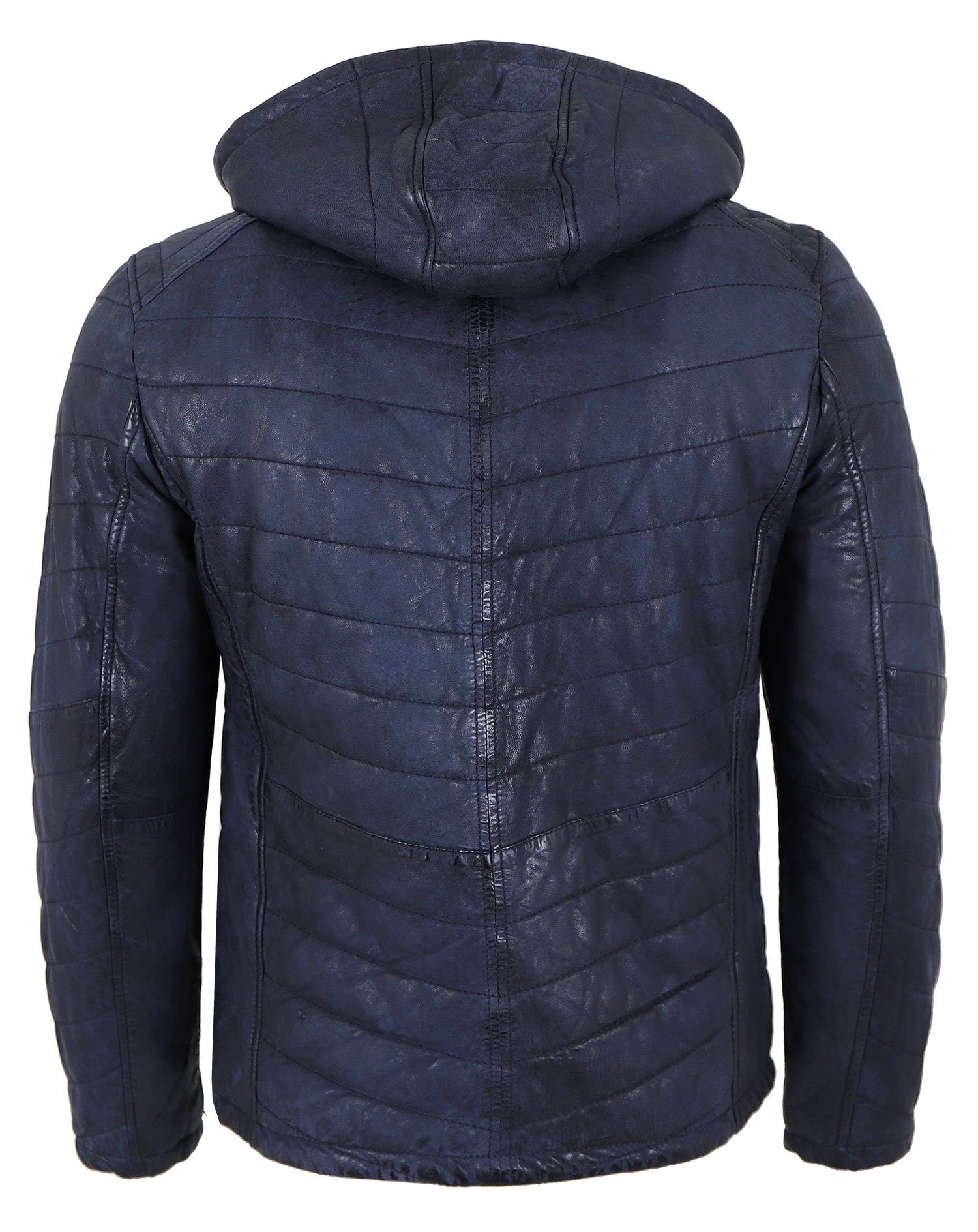 Jilani Lederjacke Simon-2 #KJ Jilani - Herren Lederjacke Steppjacke Lammnubuk dunkelblau antik