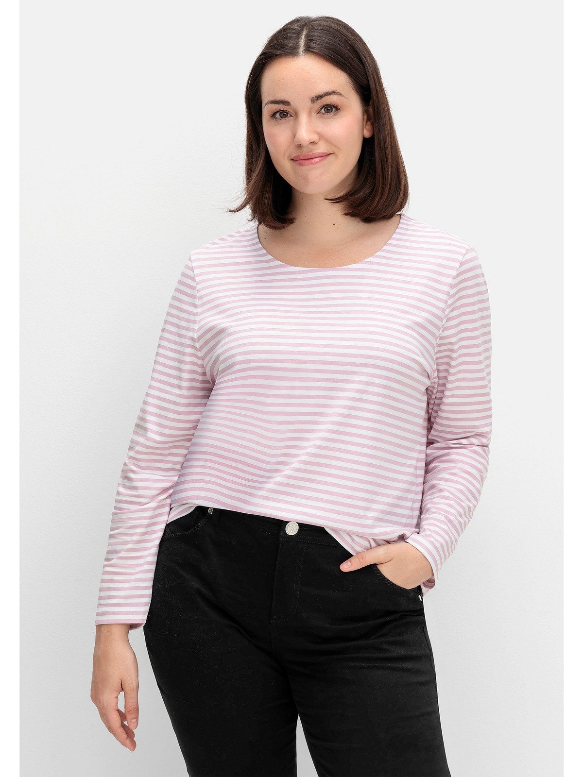 Sheego Langarmshirt Große Größen mit Streifendesign