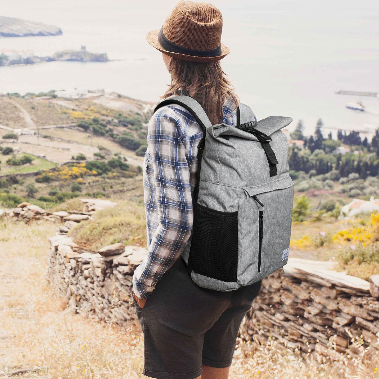 TAN.TOMI Cityrucksack RollTop Rucksack Herren Damen 22L-25L LaptopRucksack Schulrucksack, Radsport Stylische Tagesrucksack mit 17 Zoll Laptopfach
