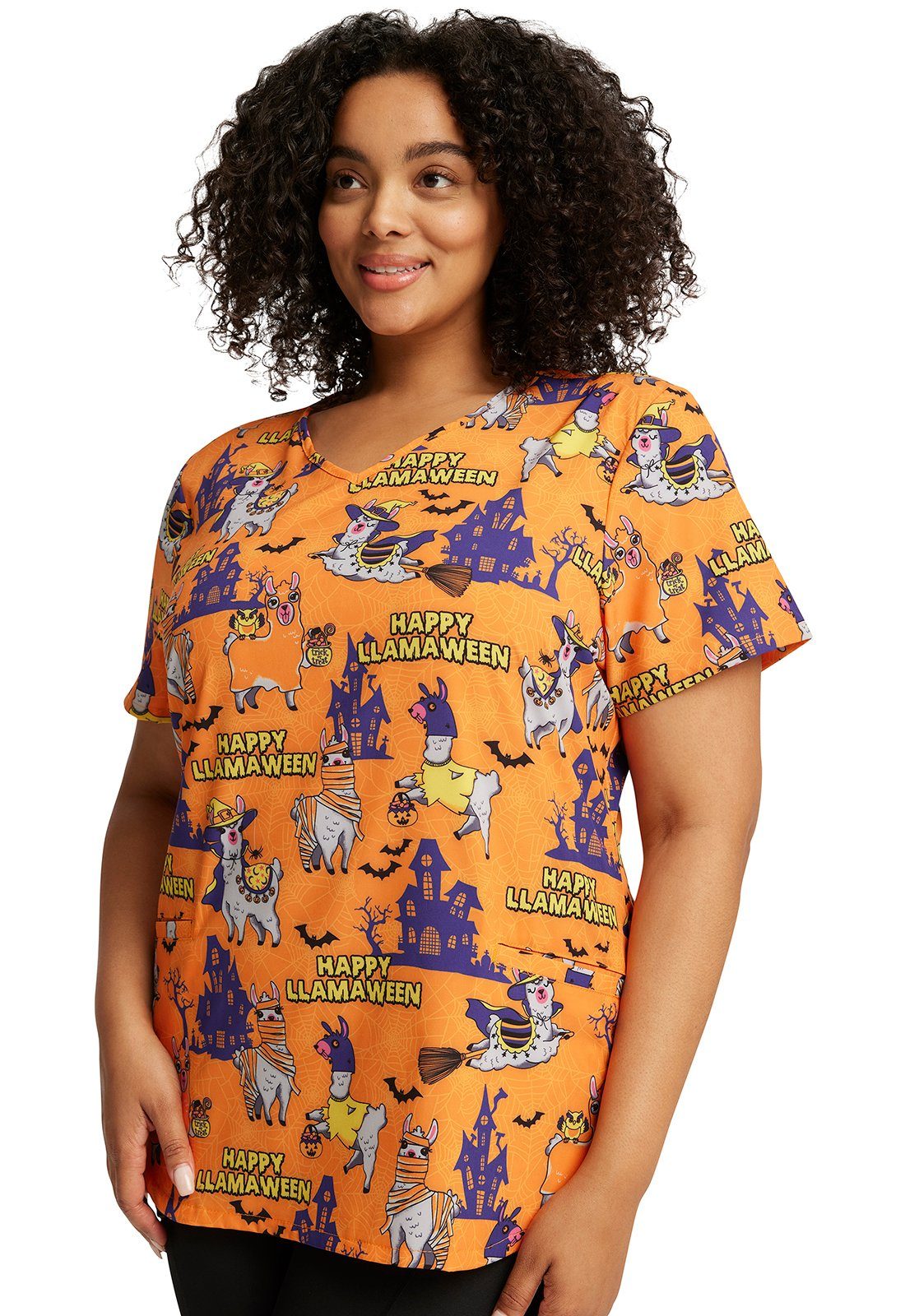 Cherokee Funktionsbluse Bunt bedruckter Damen Kasack "Happy Halloween" Kasack mit Motiv