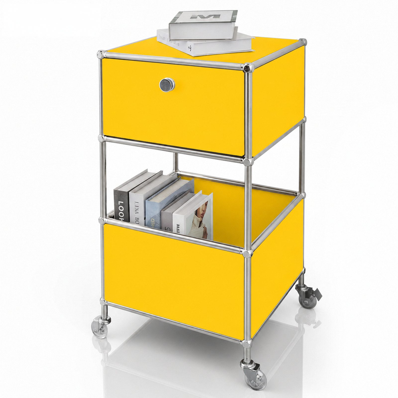 Floordirekt Rollcontainer Concept Epure Rollcontainer MK-145 – Metallregal-Rollwagen 40x40x75 cm, 3-stöckig mit Schublade, mobiles Aufbewahrungsregal für Küche & Büro