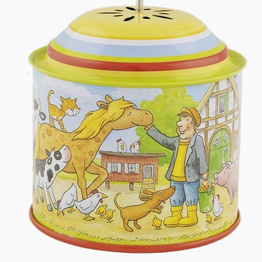 goki Brummkreisel Musikspieldose, Bauernhof (packung, 1-tlg), Melodie 'Old McDonald had a farm'