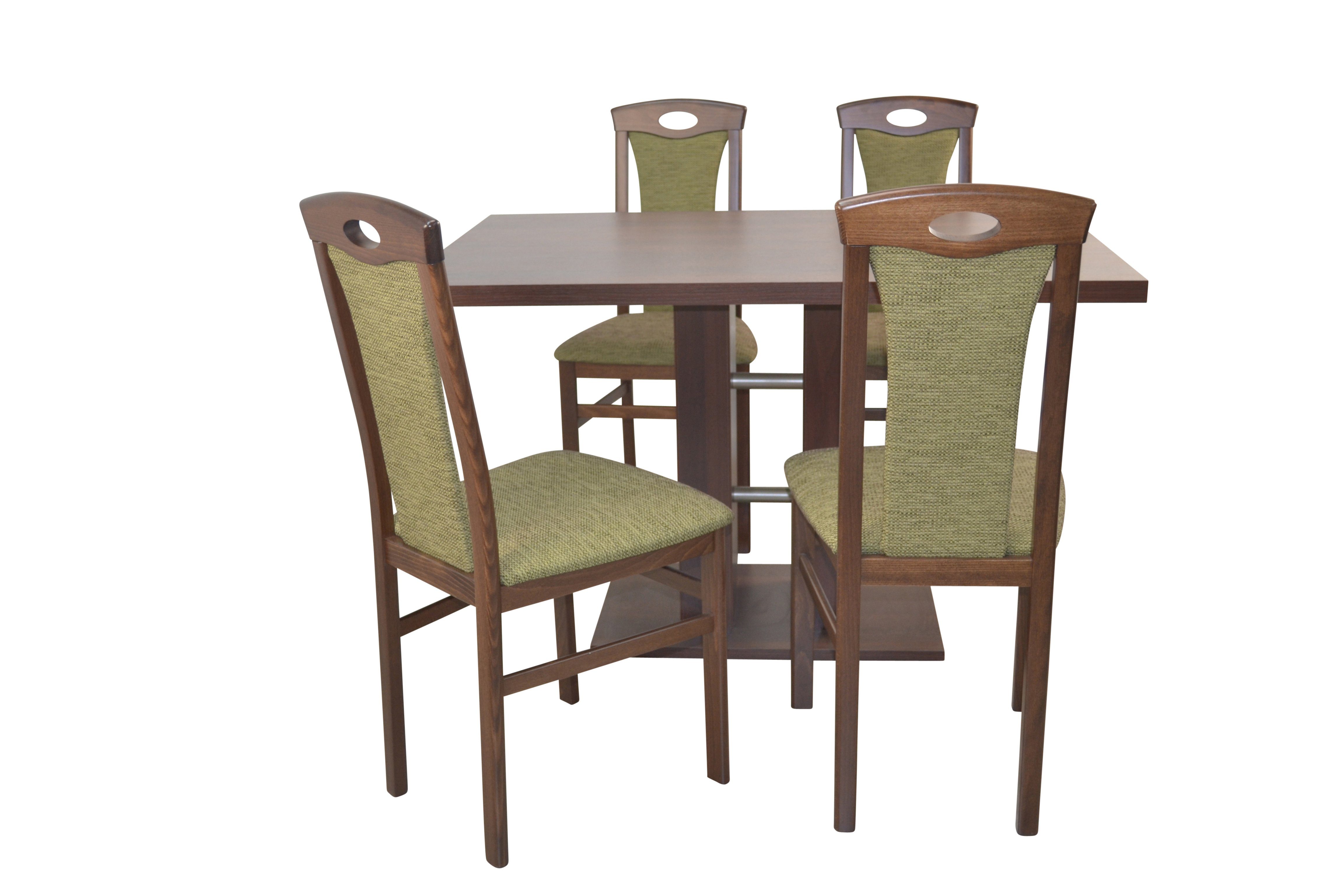 moebel-direkt-online Essgruppe 5teilige Tischgruppe, bestehend aus 4 Stühlen und 1 Esstisch, (Spar-Set, 5teiliges Set) Nussbaum-Nachbildung/grün
