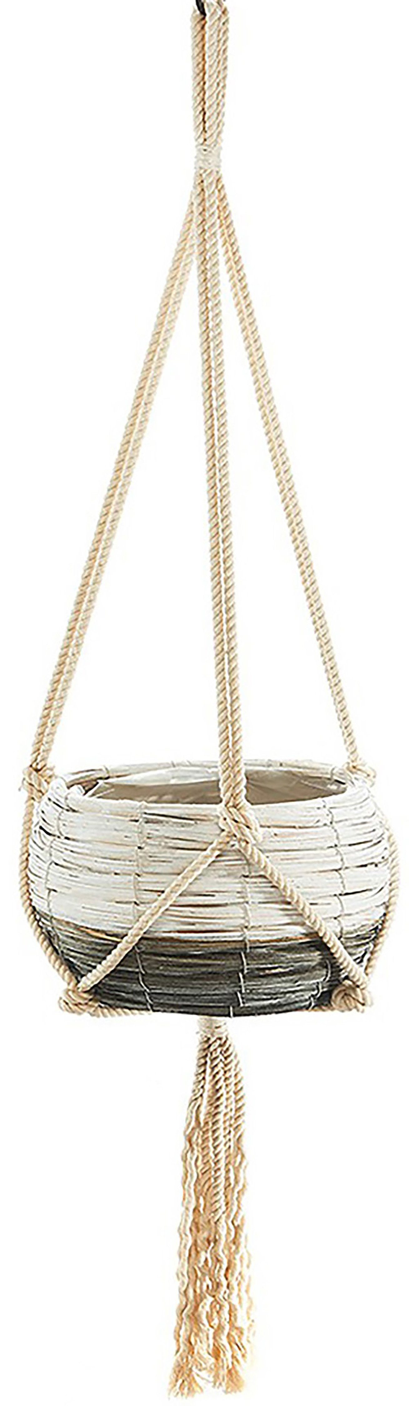 Kobolo Blumenampel Pflanzampel Chipwood rund grau weiß (mit Folie). € 19,95