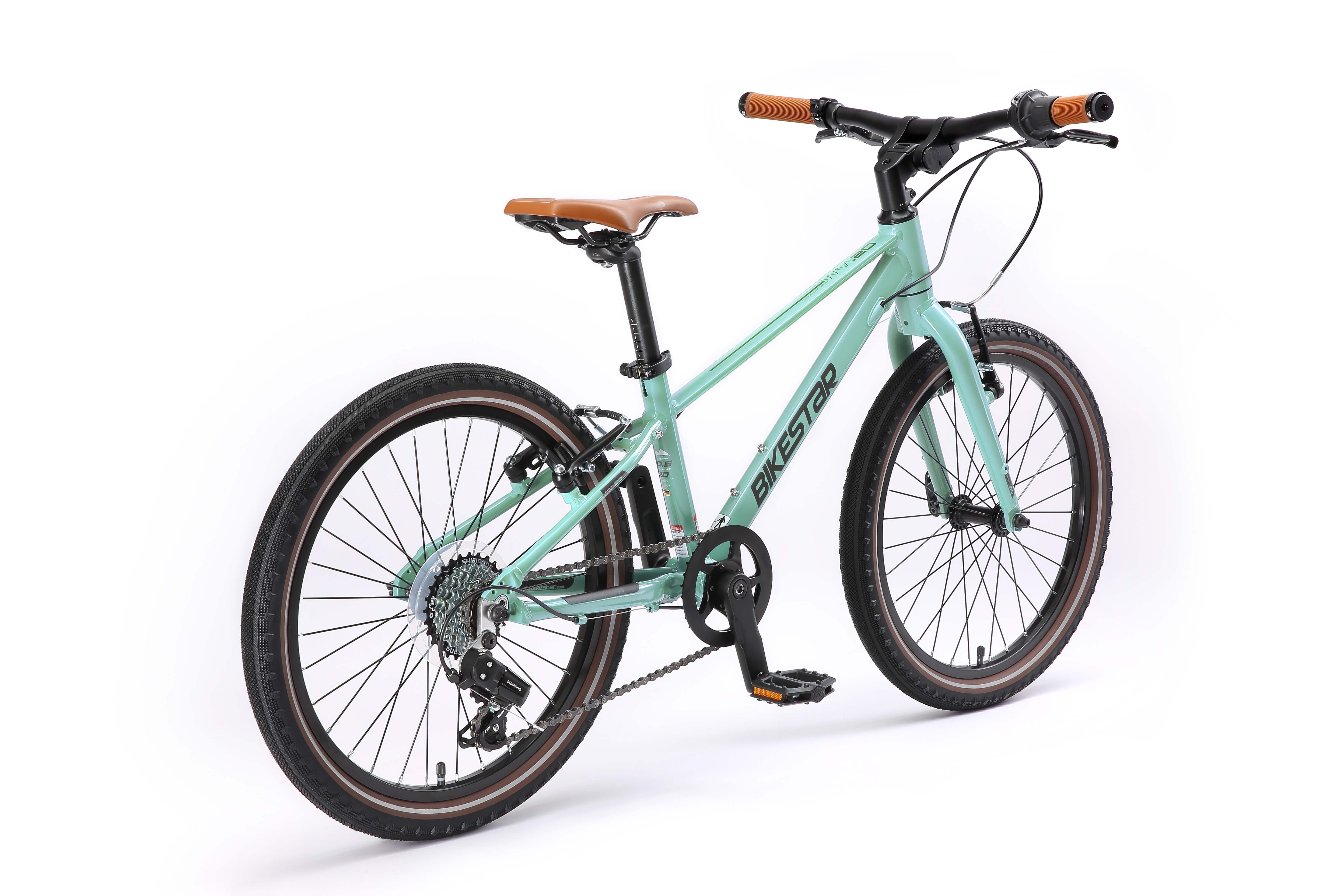 Bikestar Kinderfahrrad Leichtgewicht 8 kg 20 Zoll Aluminium ab 6 Jahre, 7 Gang Shimano RD-M2005 Schaltwerk, Kettenschaltung, Reflektierende Reifen, leichtes Treten, ergonomischer Rahmen