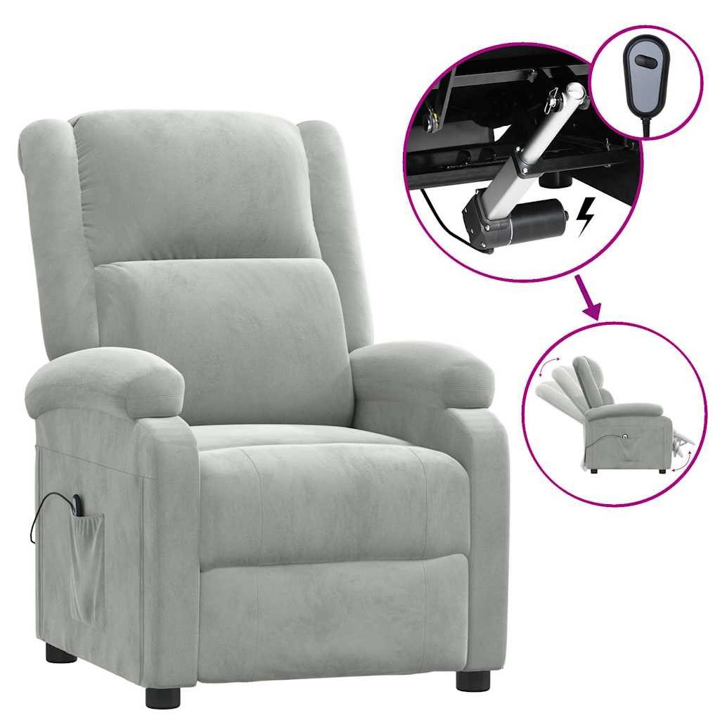 vidaXL Sessel Relaxsessel Elektrisch Hellgrau Samt günstig online kaufen