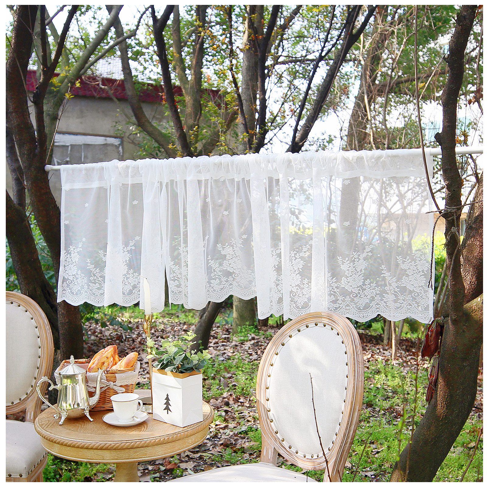 Qelus Vorhang Halbtransparent Fenster Gardine Kurz günstig online kaufen