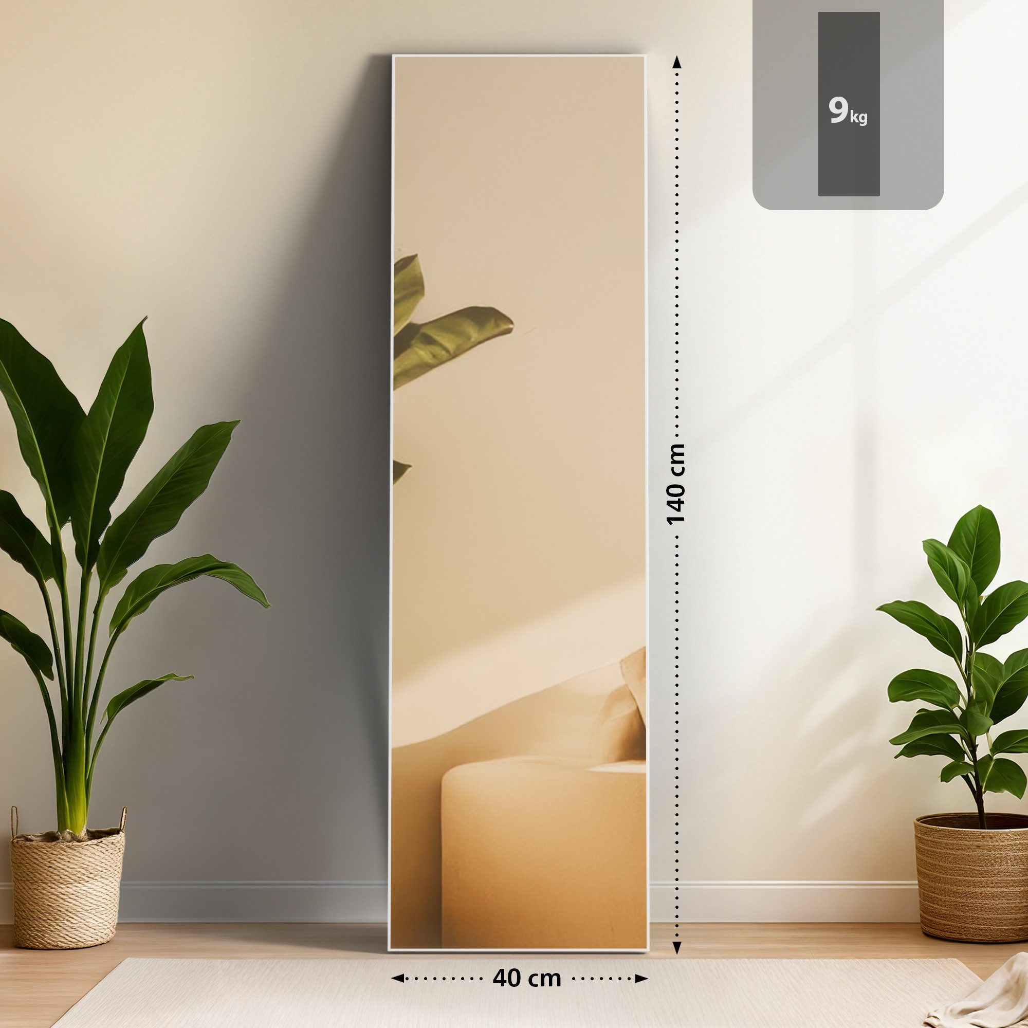 furnicato Standspiegel Spiegel Benicia 140x40 cm weiß matt (1-St)