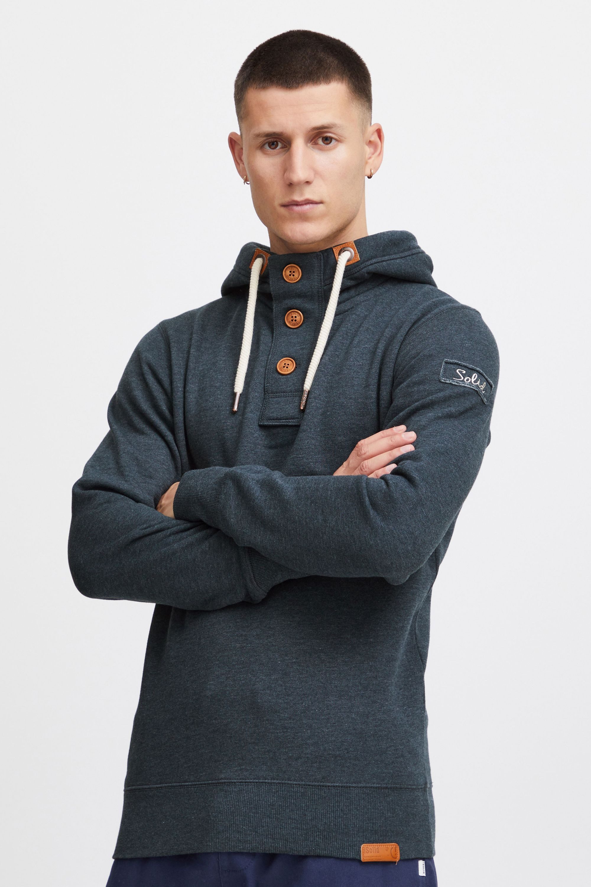 !Solid Hoodie SDTripStrip Kapuzensweatshirt mit Knopfleiste