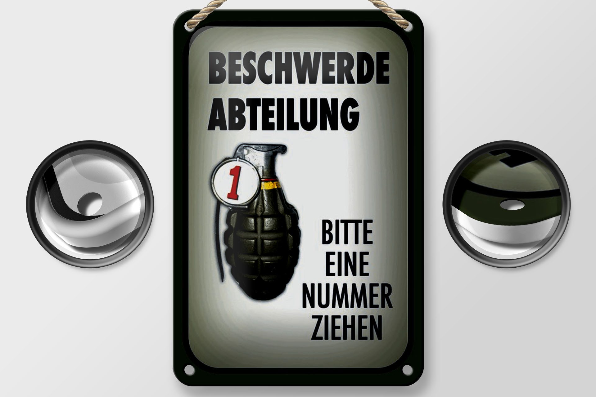 Femer GmbH Metallschild Spruch 12x18cm Beschwerde Abteilung bitte Nr., (1 St), gewölbte Oberfläche, abgerundete Ecken, umgeschlagene Kanten
