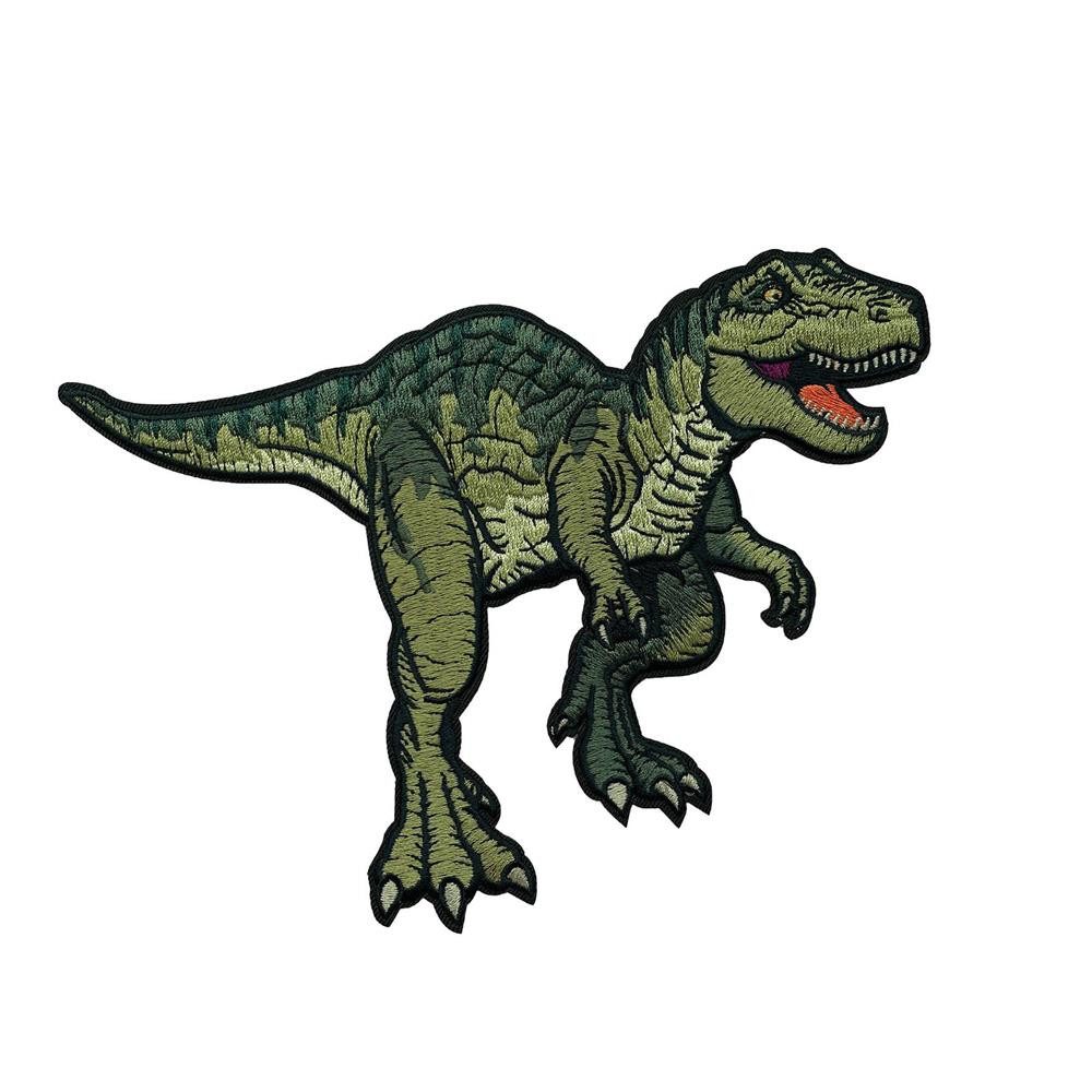 Roth Aufnäher Bügelbild T-Rex, aufbügelbar Dinosaurier Motiv grün DIY