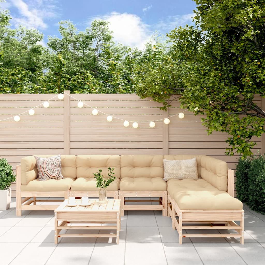 Nettlife Gartenlounge-Set 7-tlg. Massivholz Kiefer Garten-Lounge-Set günstig online kaufen